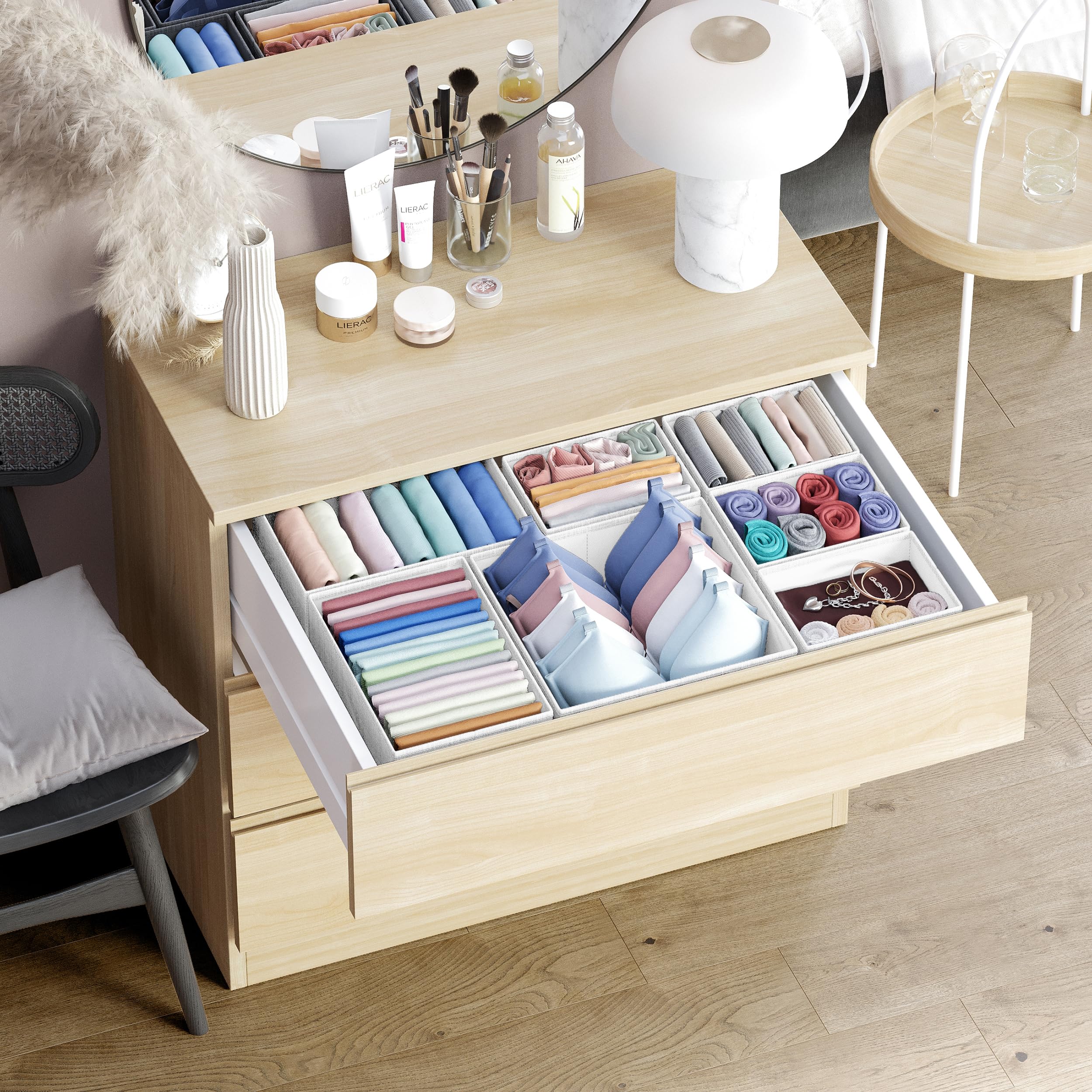 Dresser Drawer Organizer Bins For Clothes Set of 12 - Perfect for Baby Clothes and Nursery Organization, Clothing or General Clo