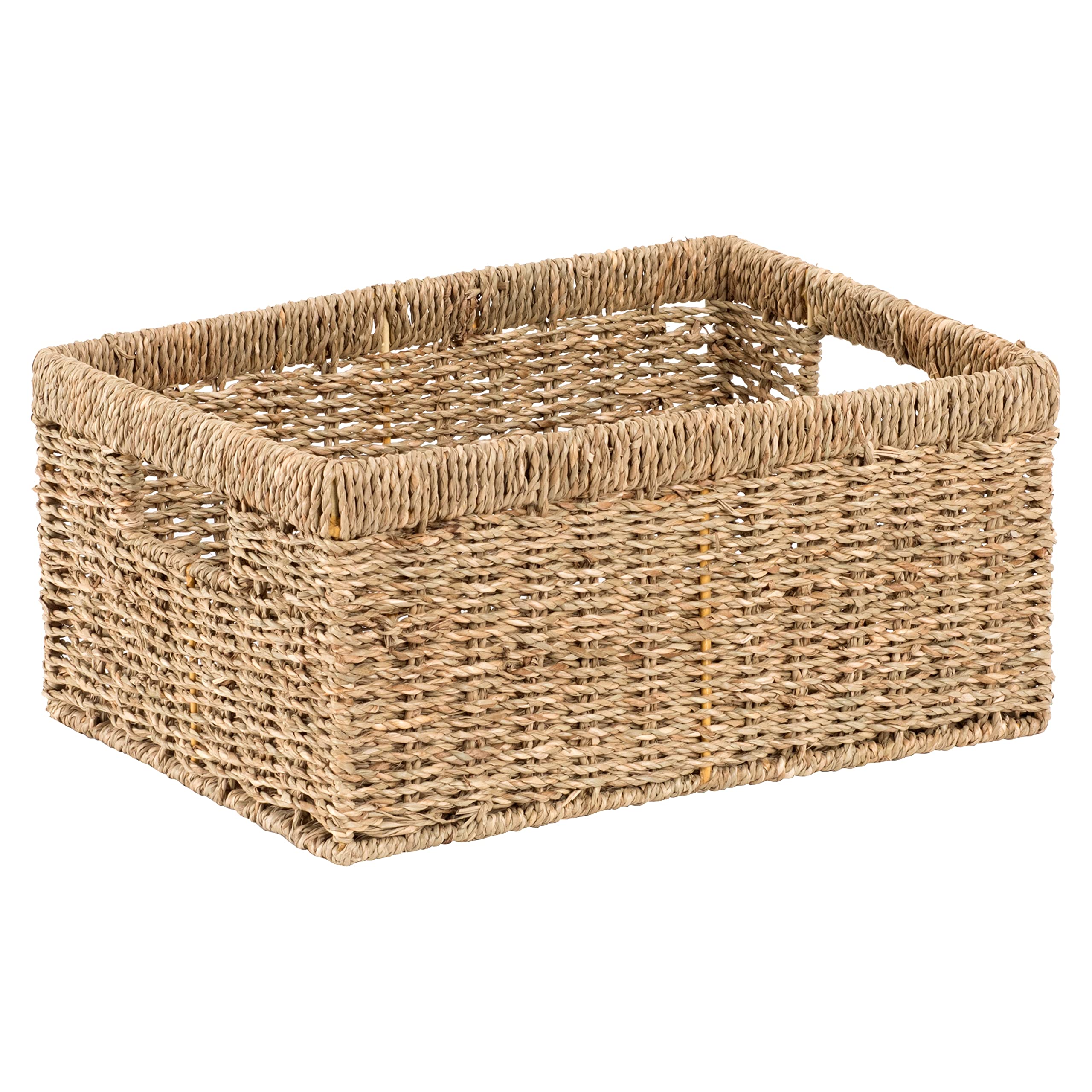 Cenboss Wicker Baskets (Large, Seagrass, 1Pc) Rattan Woven Baskets, Water Hyacinth Baskets, Seagrass Storage Baskets For Shelves