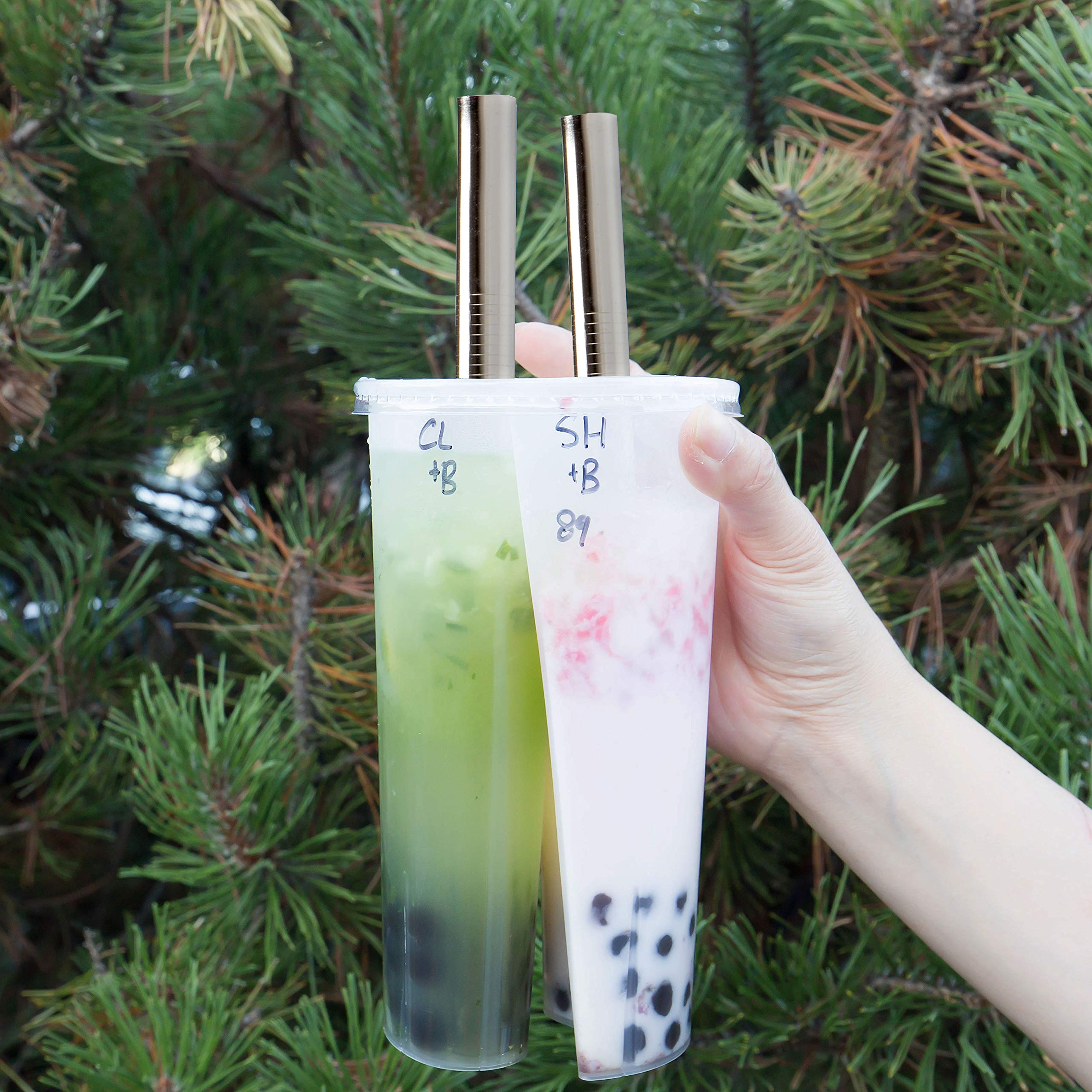 Youngever Reusable Stainless Steel Straws, Metal Straws, With 2 Extra Wide Straws For Smoothie And Bubble Tea, To Go Bag, 20 Oun