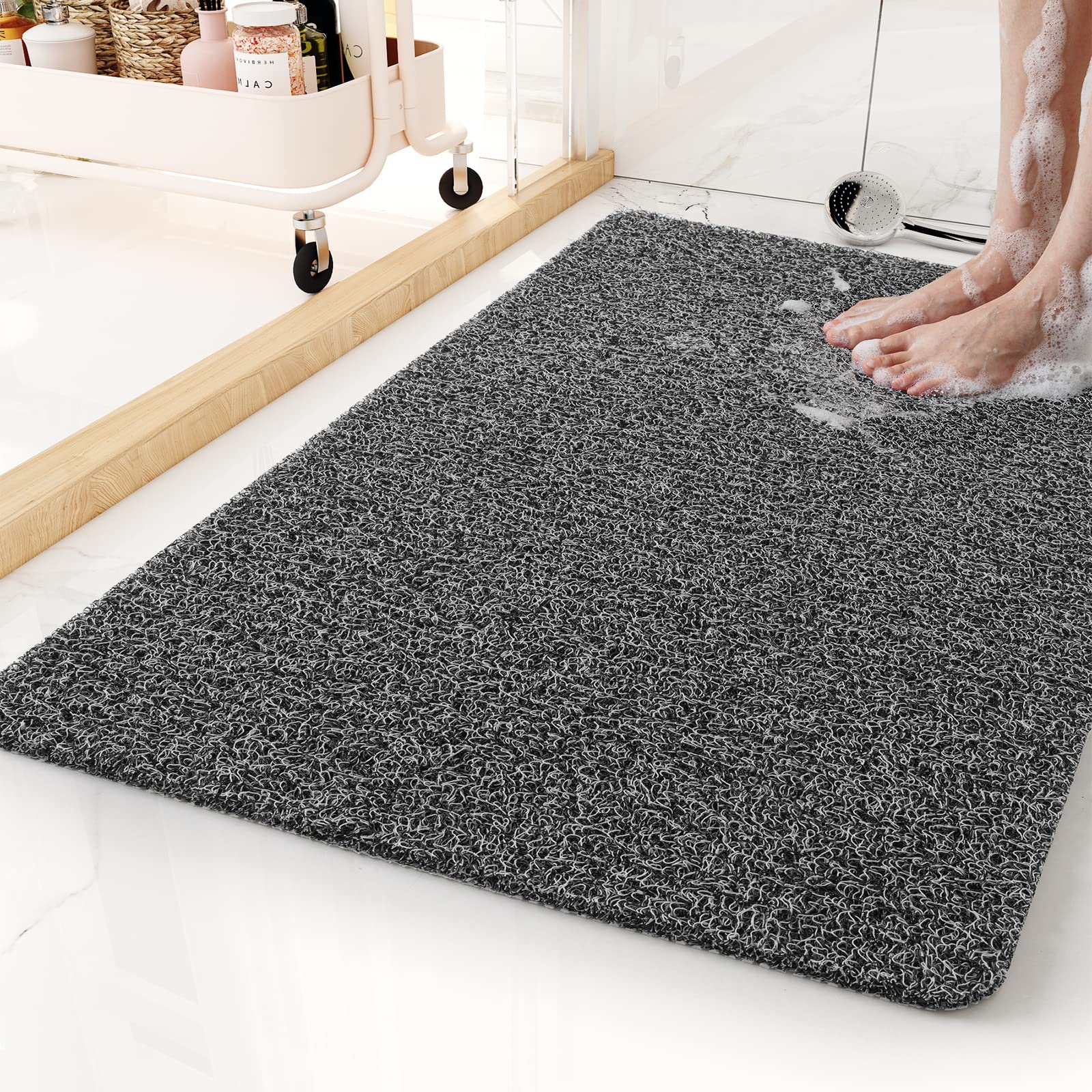 Non-Slip Bathtub Mat, 17X30 Inch Shower Mats For Bath Tub, Pvc Loofah Bathroom Mats For Wet Areas, Quick Drying