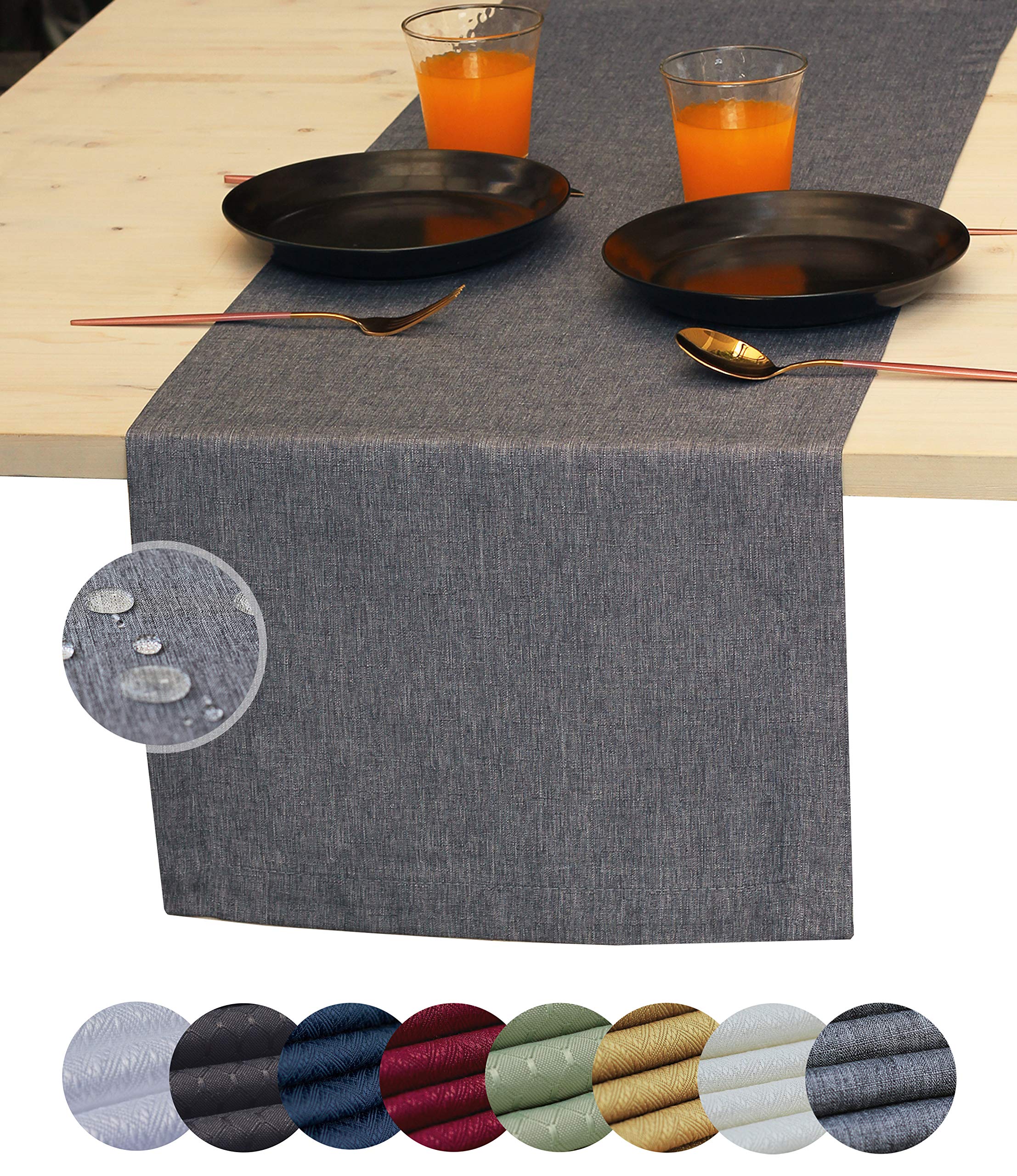 Grey Table Runner 132 Inch, Outdoor Dresser Scarf, Waterproof Gray Coffee Table Runner, Long Dining Table Runners, Decor For Fie