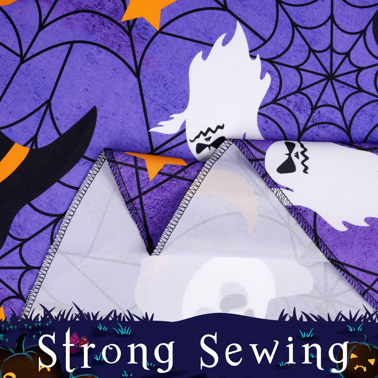 Aspmiz Halloween Tablecloth, Purple Spider Web Table Cloth For Party Decoration, Round 60 Inch, Bat Cobweb And Ghost Tablecloths