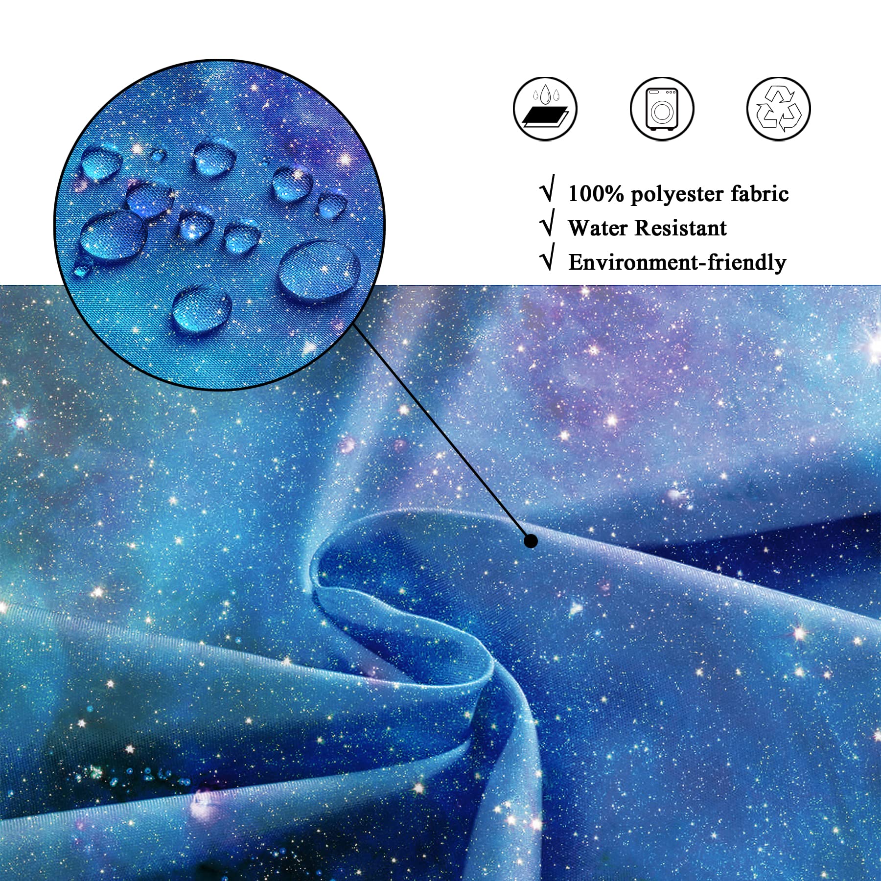 Riyidecor Galaxy Boys Outer Space Shower Curtain For Bathroom Decor 60Wx72H Starry Kids Trippy Nebula Universe Planet Magical Fa