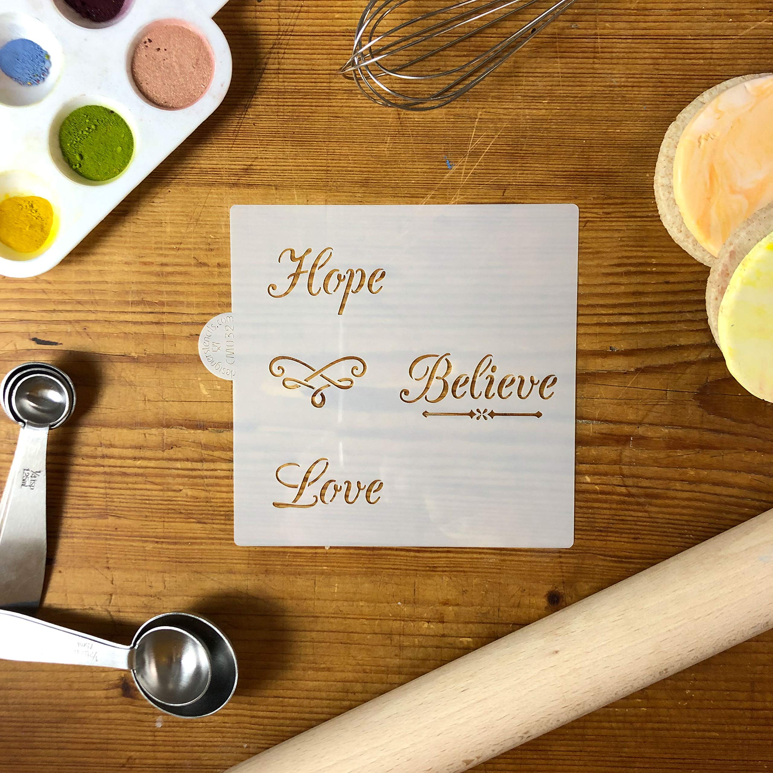 Hope, Believe, Love Cookie And Craft Stencil By Designer Stencils