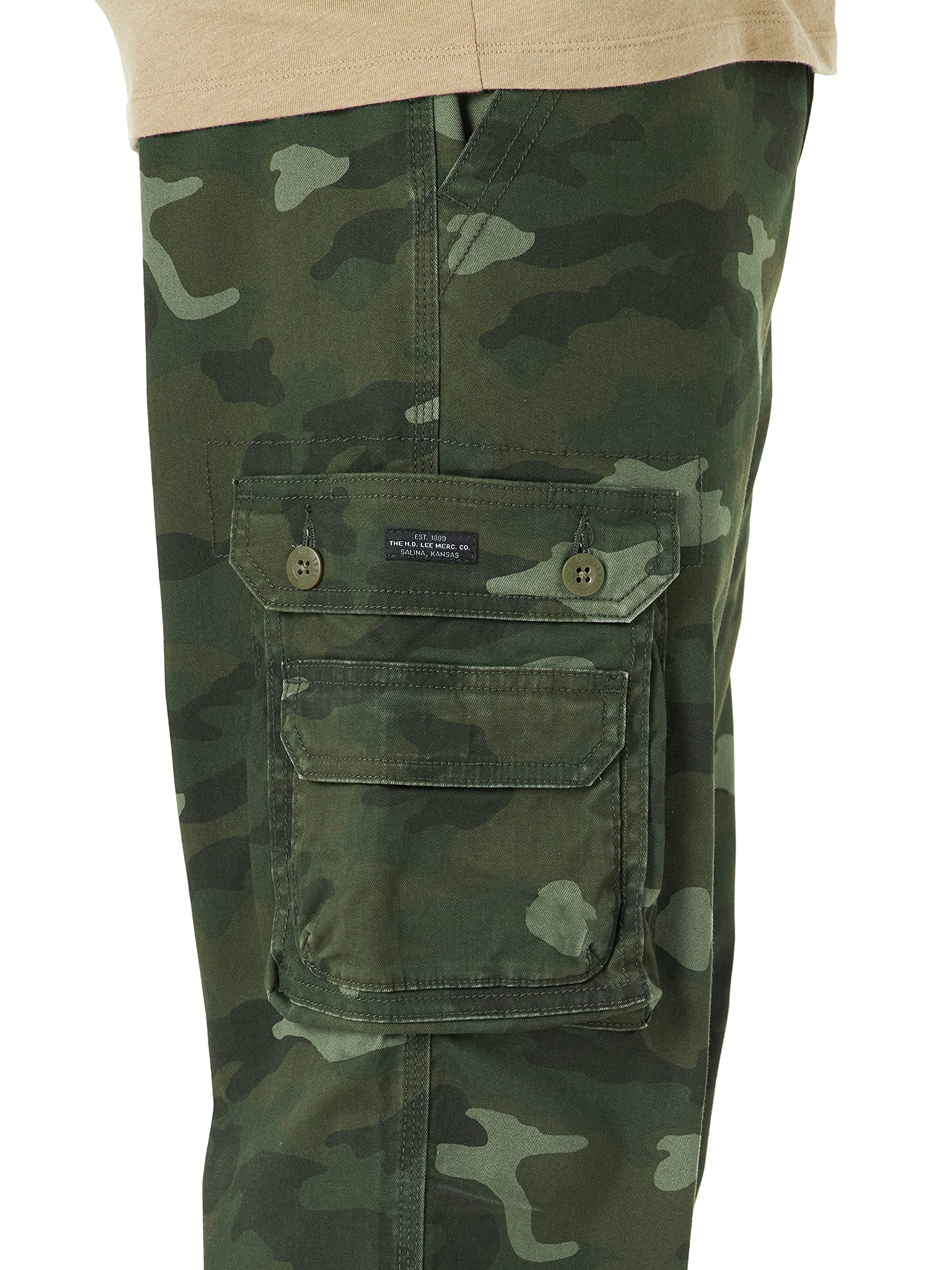 Lee Mens Wyoming Relaxed Fit Cargo Pant, Green Camo, 38W X 32L