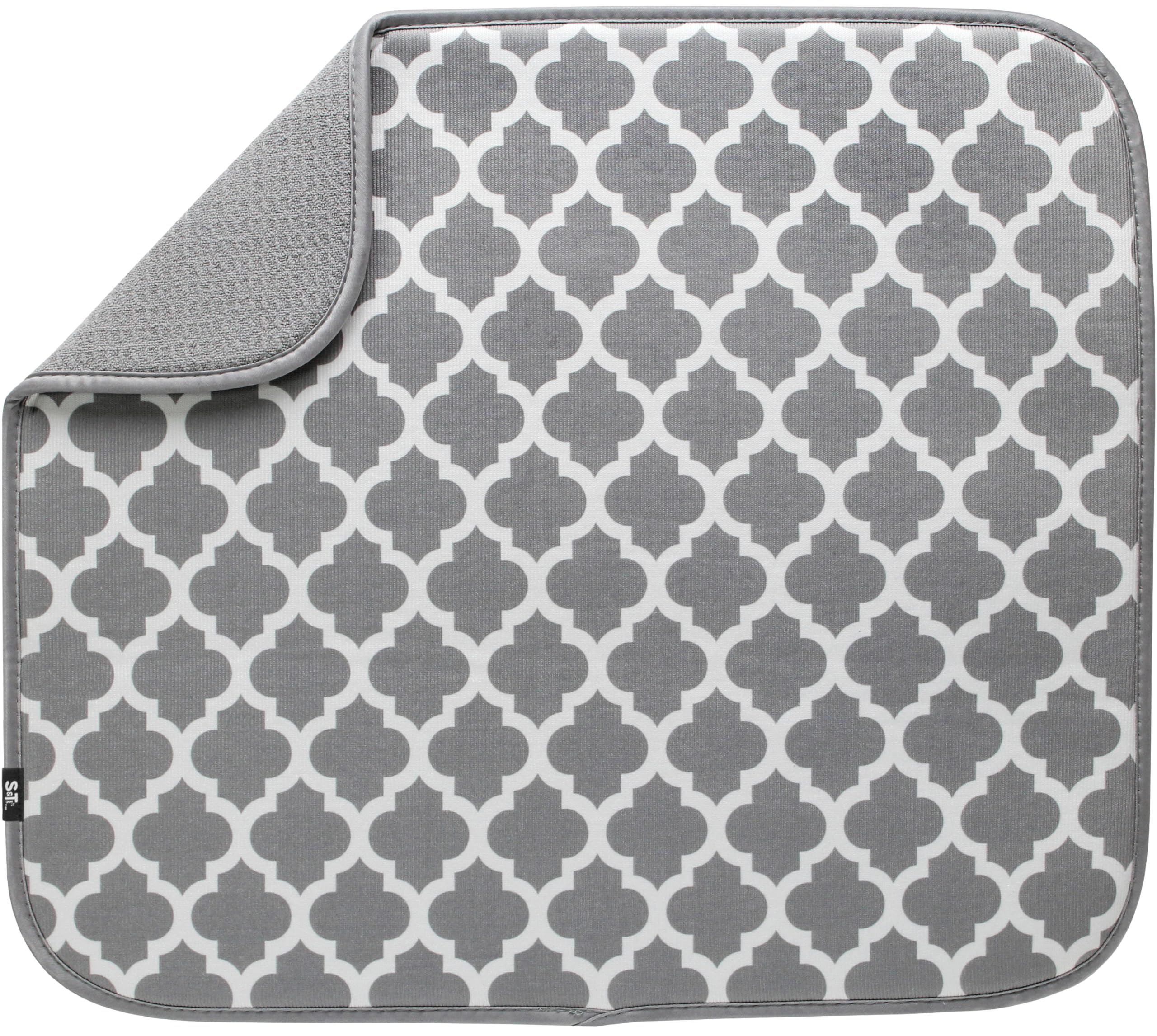 S&T Inc. Dish Drying Mat, Highly Absorbent Microfiber Kitchen Counter Mat, Dish Drying Pad For Dishes, Utensils, Pots And Pans,