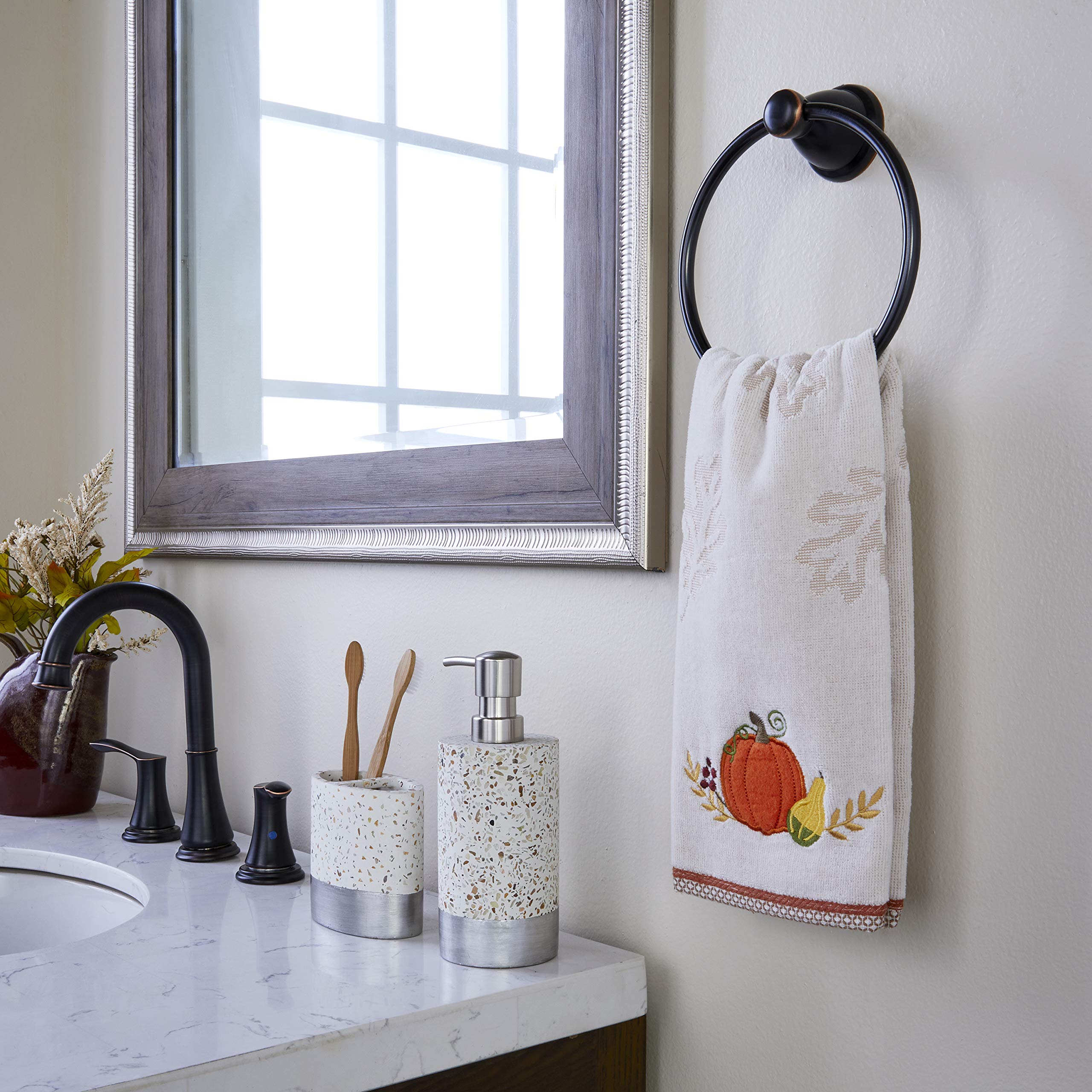 SKL Home Harvest Traditional Pumpkin Hand Towel Set  Tan Small