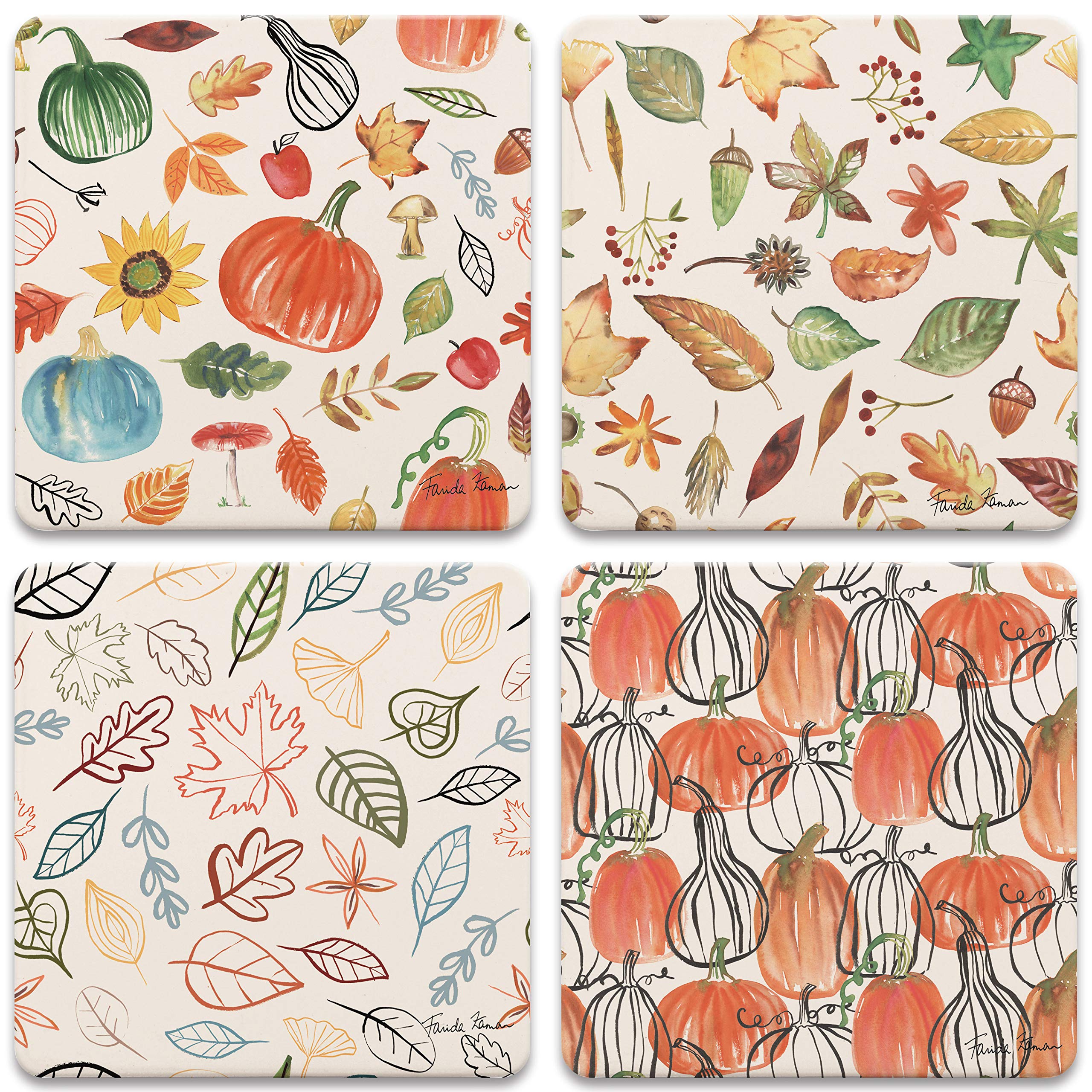 Coasterstone Hello Fall Set Of 4 Coasters, One Size, Multicolored