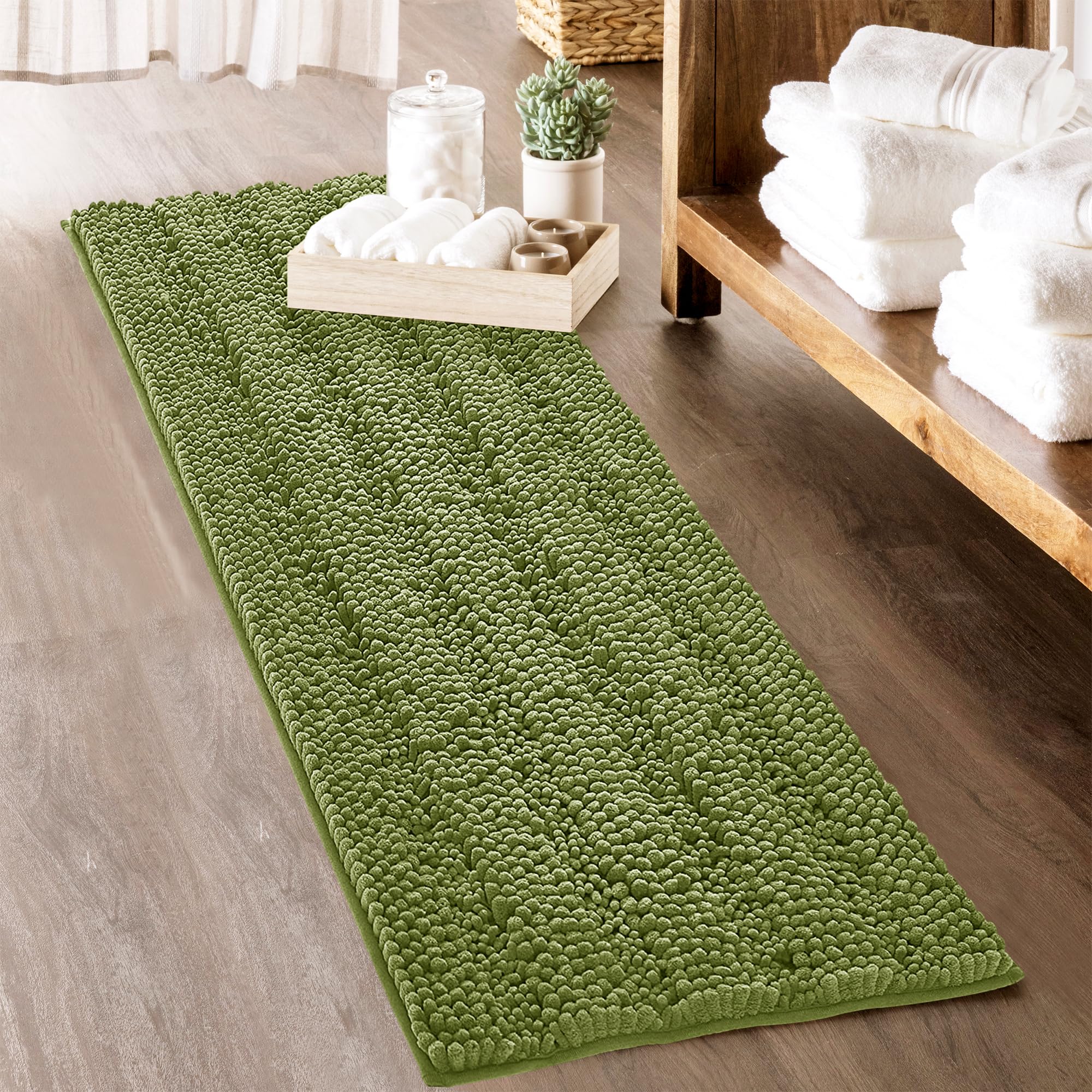 Bath Rugs - Soft Large Bathroom Rugs Floor Cover Water Absorbent Bath Mat Quick Drying Chenile Bathtub Shower Carpet For Toilet