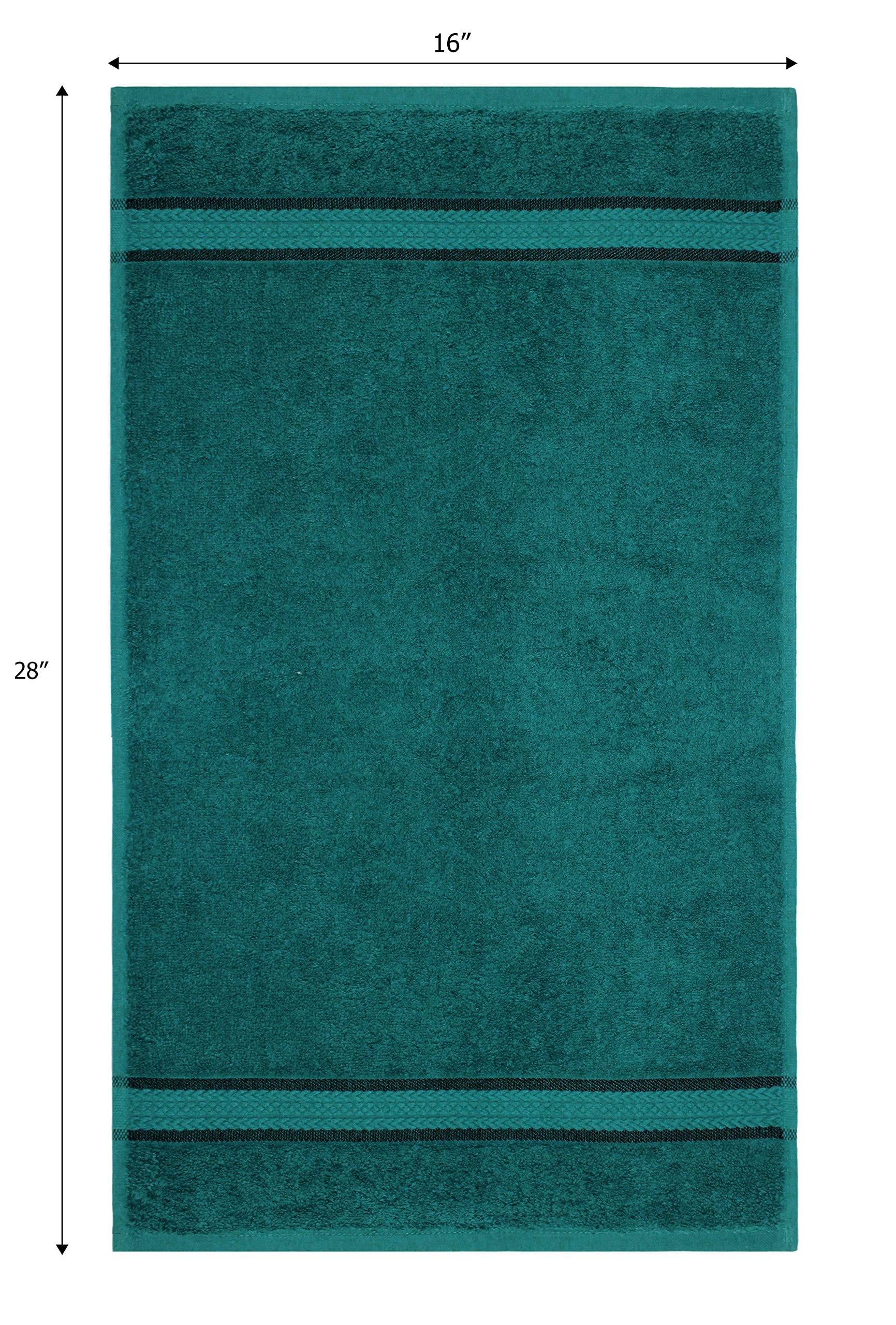 Cotton Craft Ultra Soft 6 Pack Hand Towels 16X28 Teal Weighs 6 Ounces Each - 100% Pure Ringspun Cotton - Luxurious Rayon Trim -