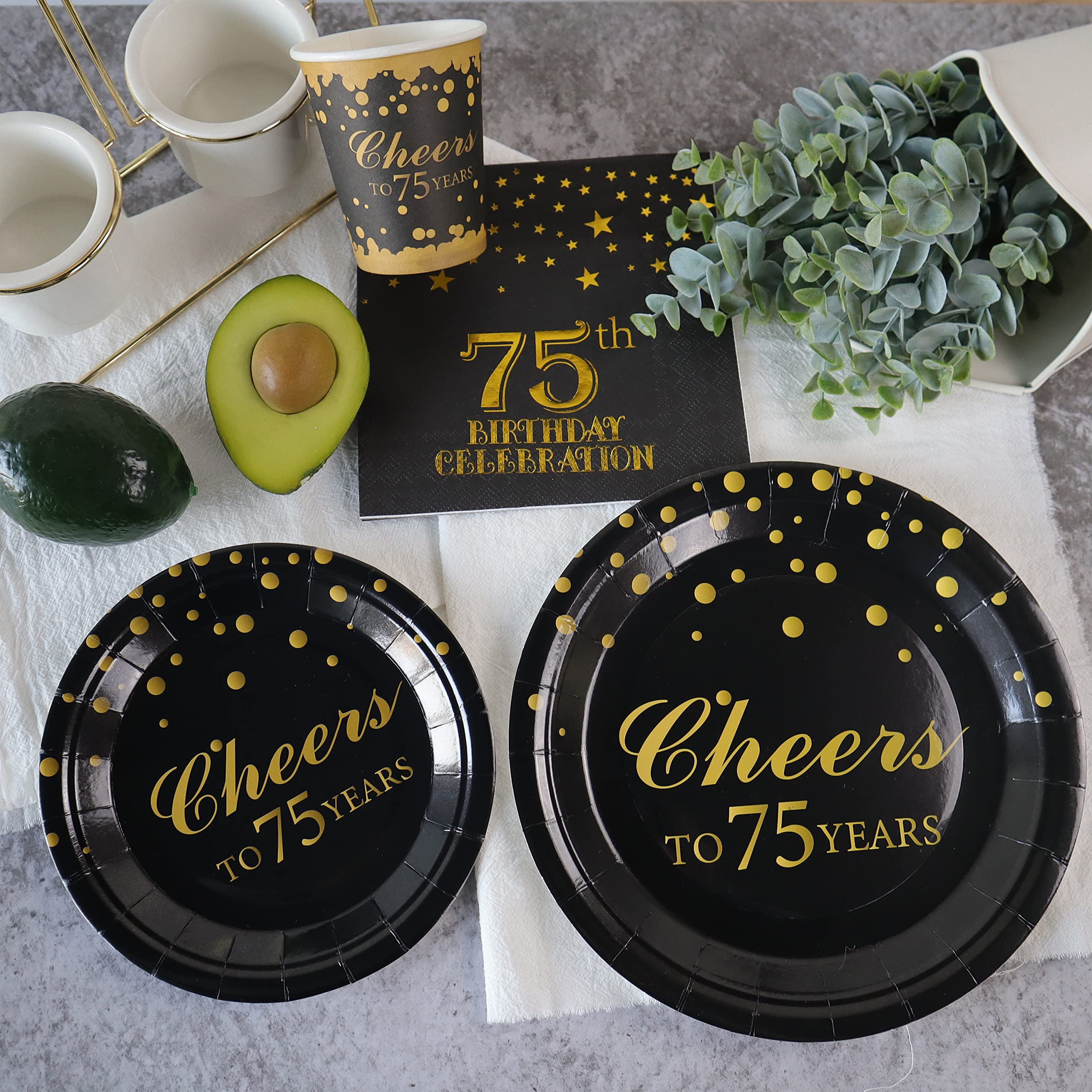 Pandecor Birthday Party Plates And Napkins Party Supplies Set Serve Up To 20 Guests (75 Years Old)