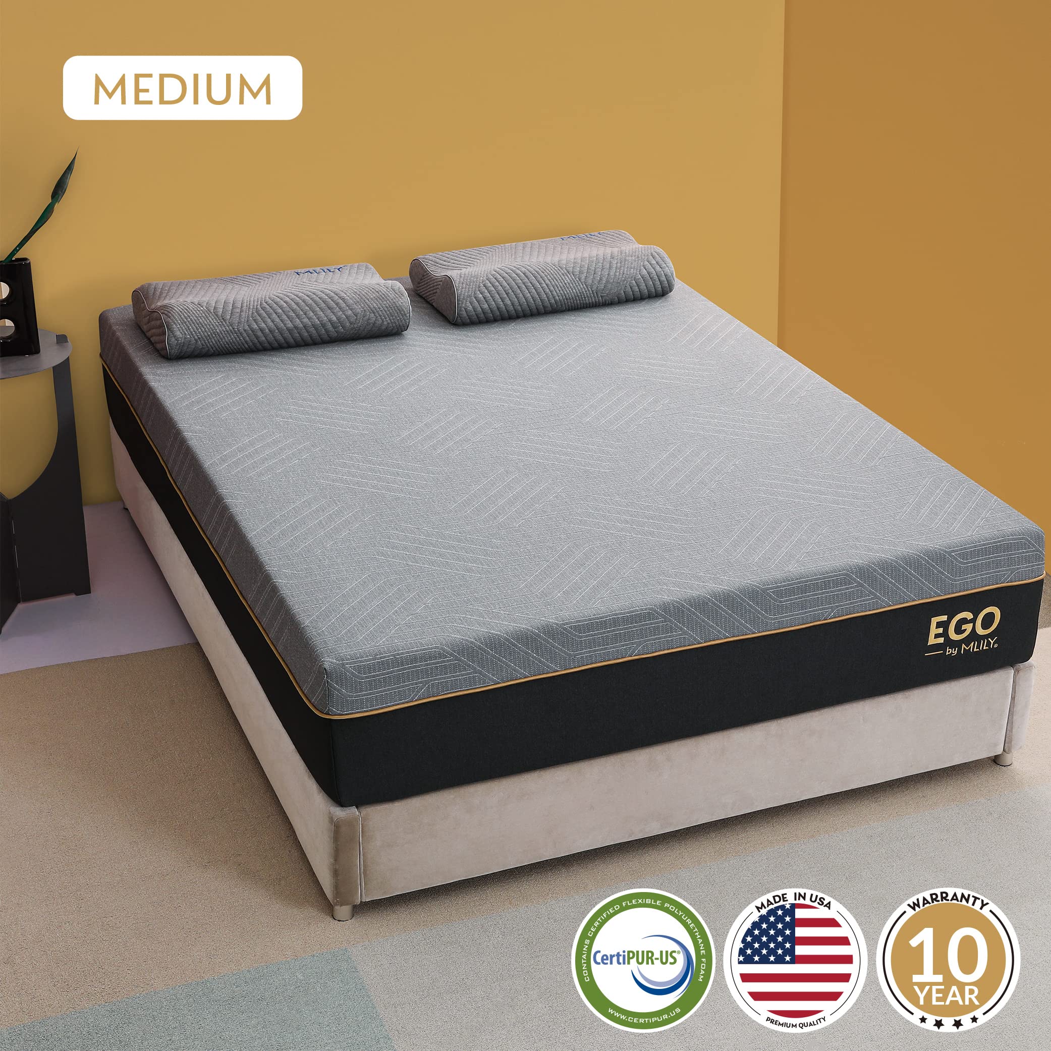 EGOHOME 12 Inch Twin Memory Foam Mattress for Back Pain  Cooling Gel Mattress Bed in a Box  Made in USA  CertiPUR-US Certified  Therapeutic Medium Daybed Mattress  38