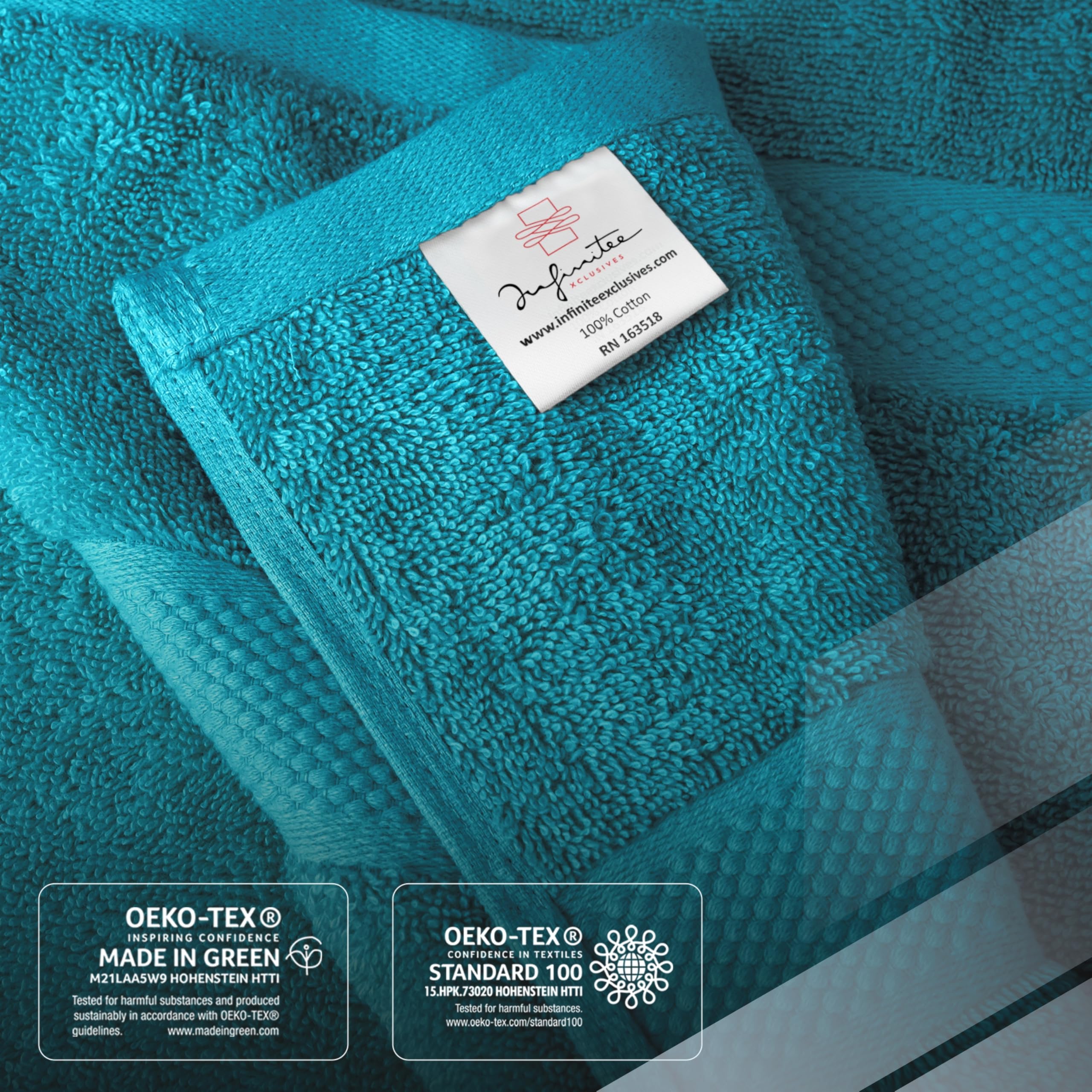 Infinitee Xclusives Premium Bath Towels Set Pack Of 4-100 Ring Spun Cotton Towels - Teal Bath Towels 27 X 54 - Soft Feel, Quick