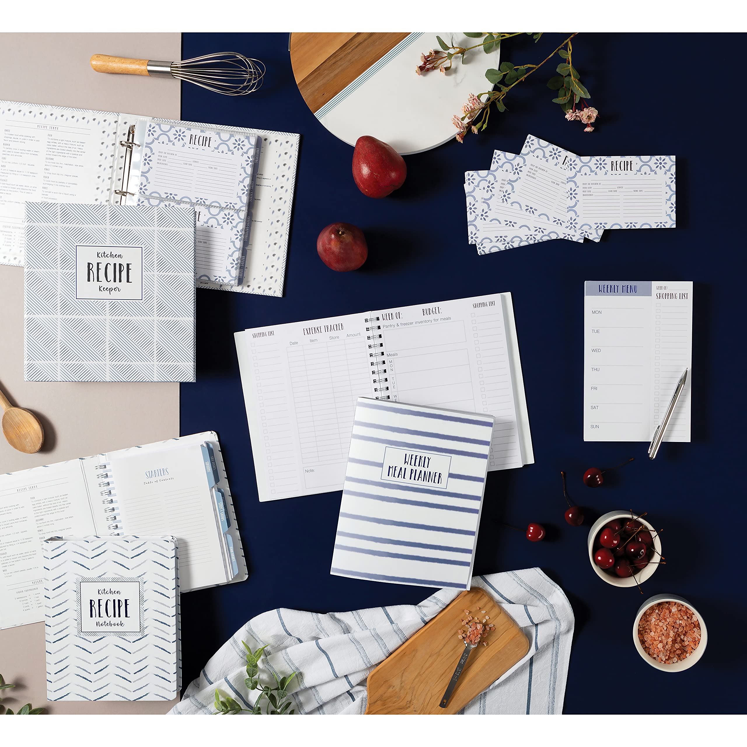 C.R Gibson Q12-24018 Double Sided Recipe Cards  40pcs  4'' W x 6'' L  True Blue