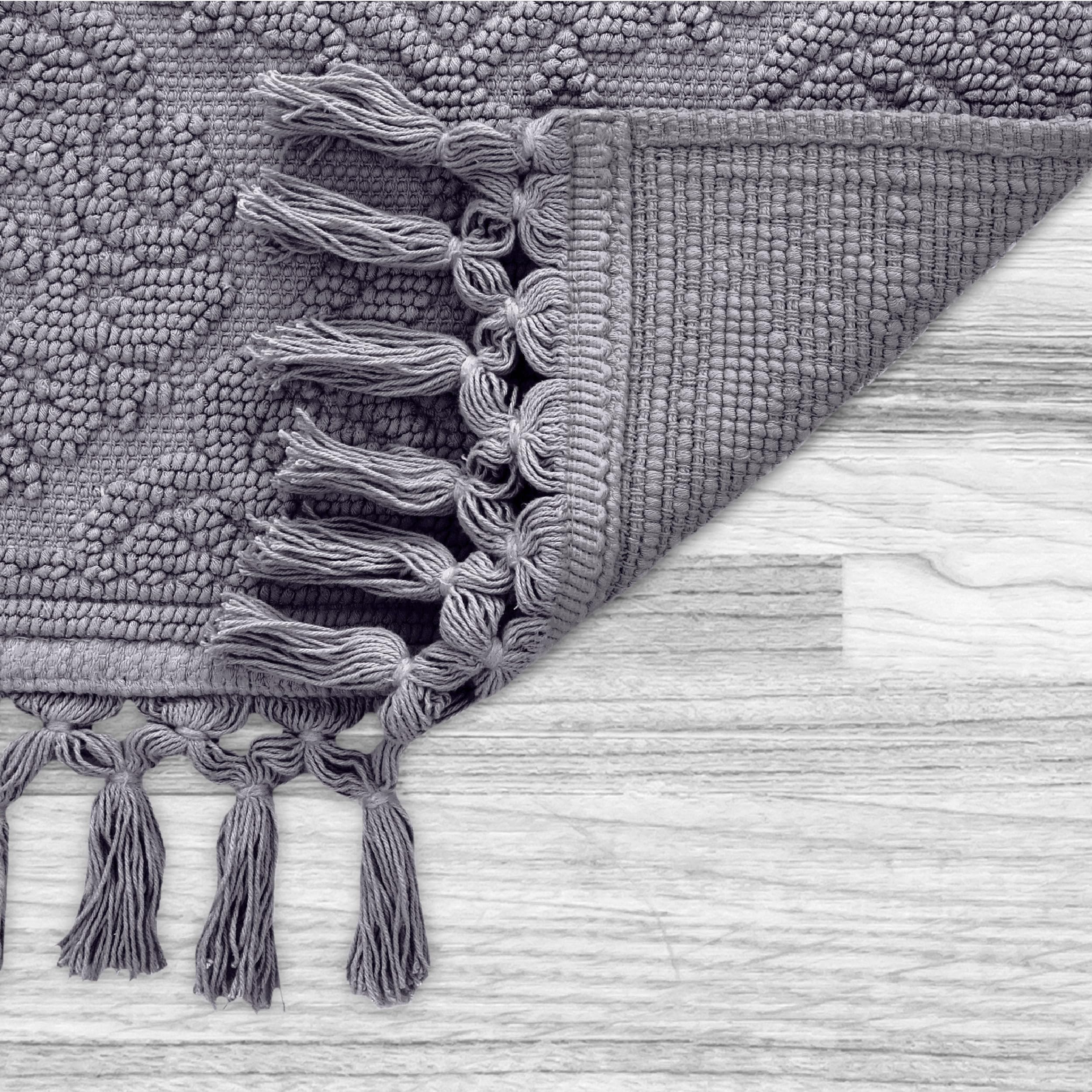 Jean Pierre - Ricardo Bath Mat, Woven Fringe Bathroom Rugs, 100% Cotton, Premium Bathroom Decor - Measures 17'' X 31'' - Dark Gr