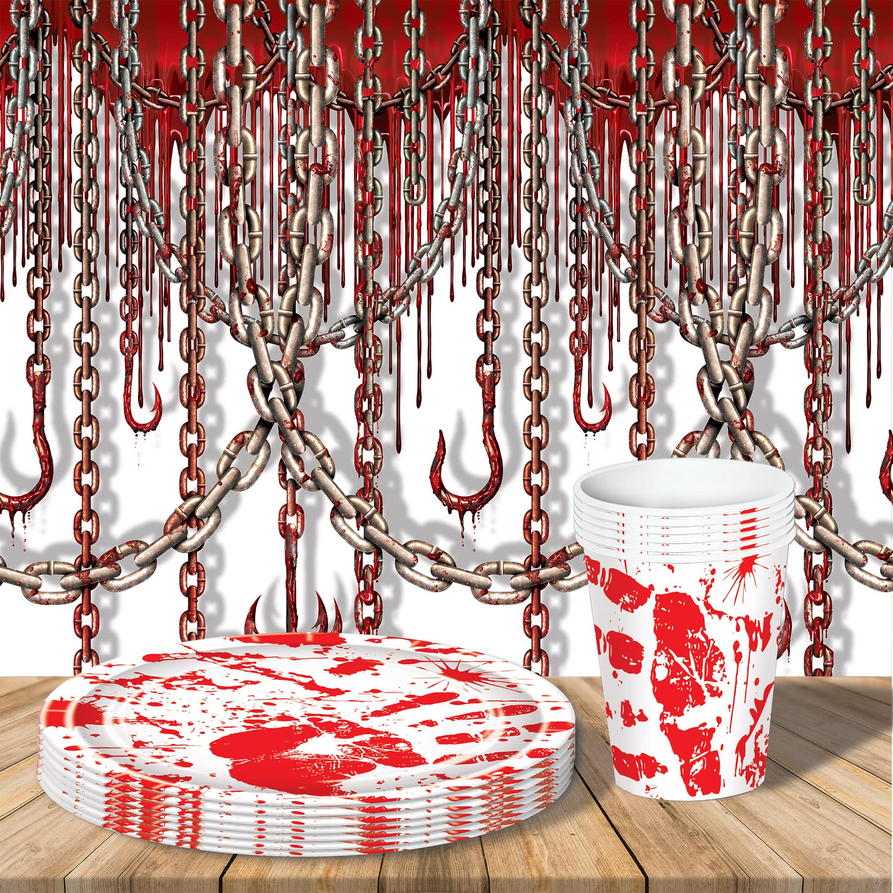Beistle Halloween Party Decoration Bloody Handprints Cups 9 Oz.- Pack Of 12