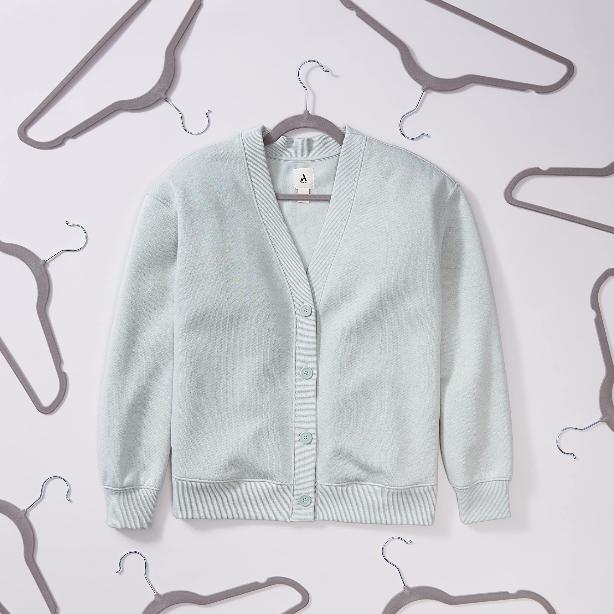 Amazon Basics Slim, Velvet, Non-Slip Suit Clothes Hangers, Gray/Silver - Pack Of 30