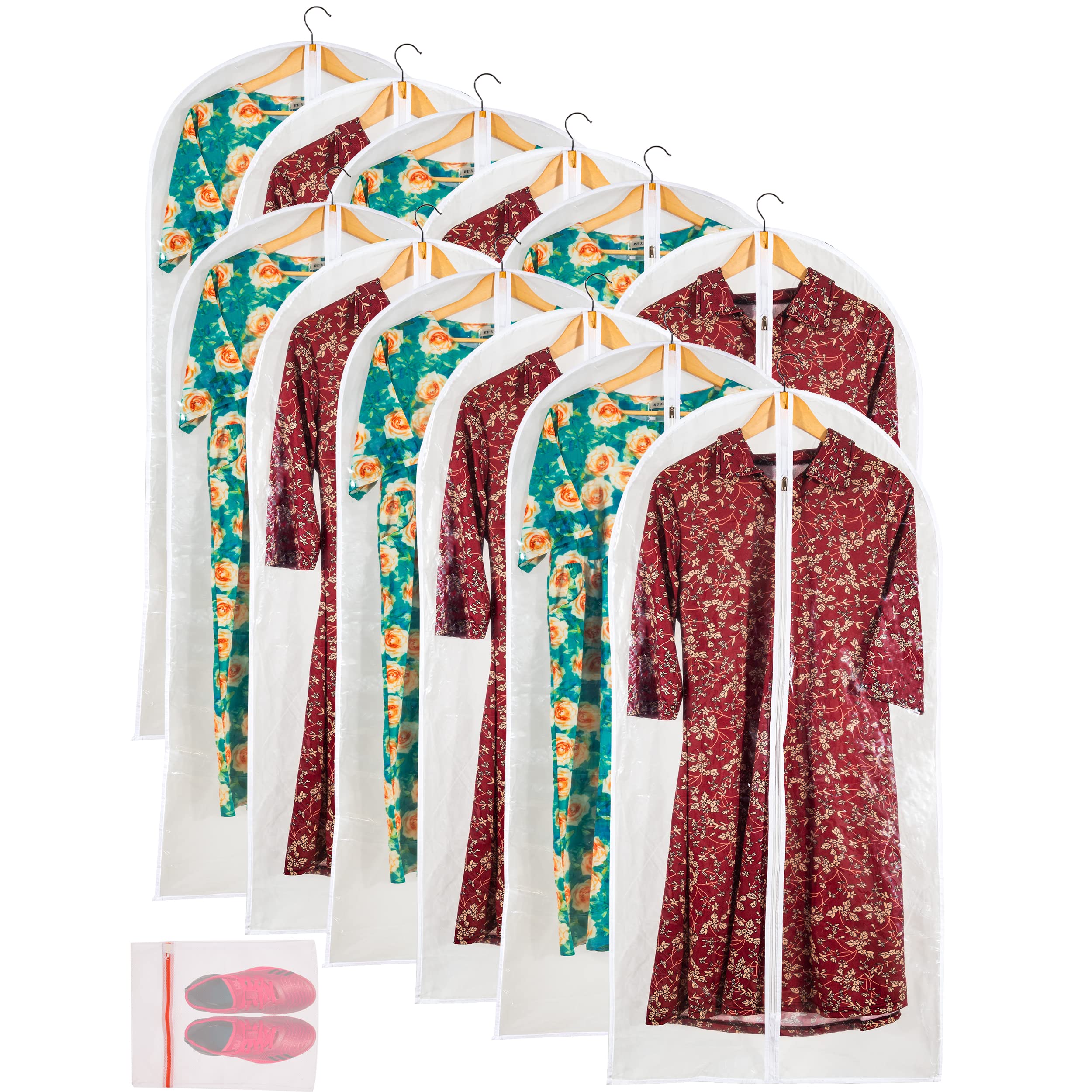Clear Garment Bag Long Garment Bags For Gowns, Vinyl Dress Bags For Closet Storage, Coat Covers For Closet With Zipper Plastic G