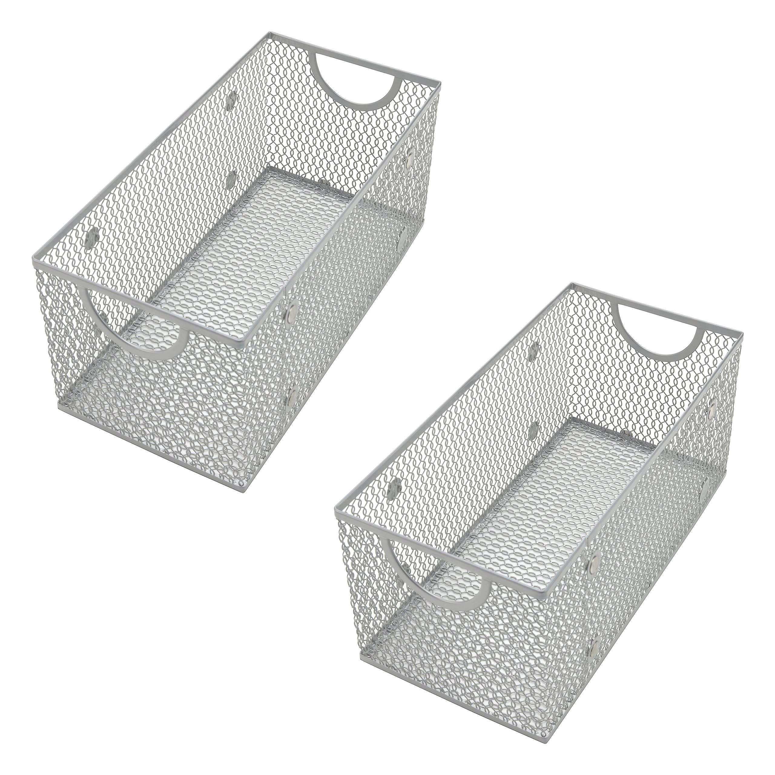 YBM Home Wire Mesh Storage Basket Organizer for CD and DVDs - 2 Pack