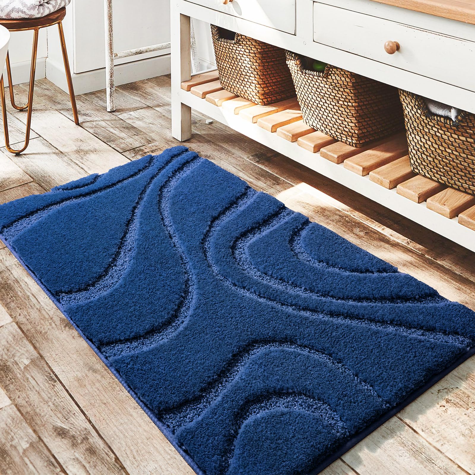 Dexde Bathroom Rugs Mat, Soft Plush Shaggy Microfiber Bath Rug, Non Slip Bath Mats For Bathroom Floor, Machine Washable Absorben