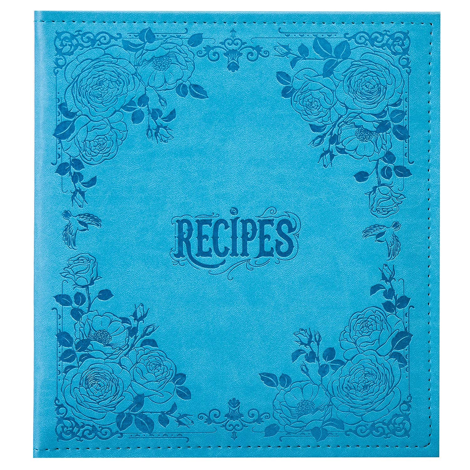 Cofice Recipe Binder - 8.5X9.5 Recipe Ring Binder With Pu Faux Leather Cover, 4X6 Cards And Tabbed Dividers, Blue