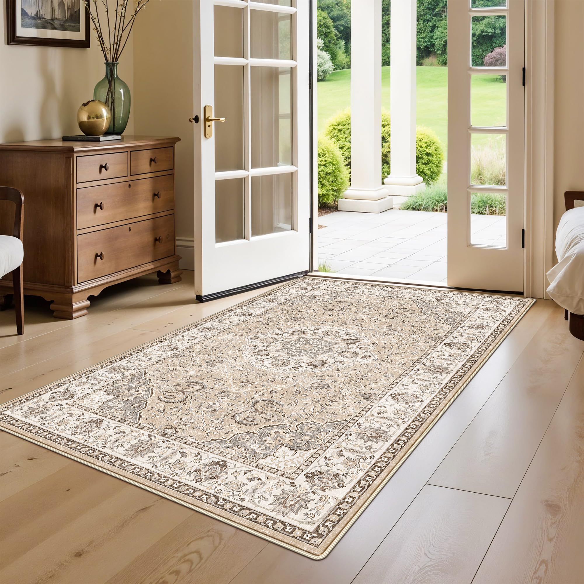 3x5 Living Room Area Rugs: Vintage Washable Non-Slip Rug for Bedroom Dining Room Soft Carpet for Nursery Kitchen Home Office Dur
