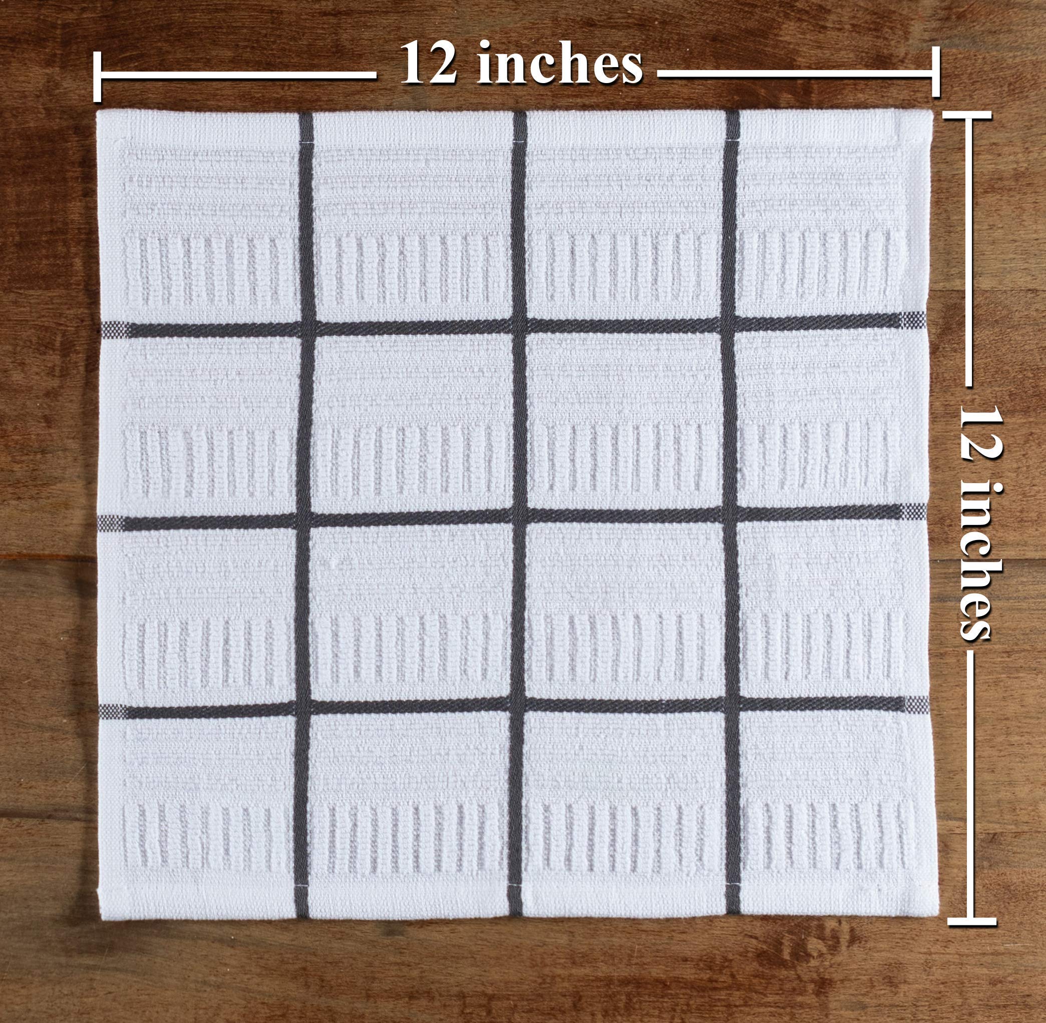 Sticky Toffee Cotton Kitchen Towels Dishcloths Set Of 8, Gray And White Dish Cloth Towels, Tea Towels, Reusable And Absorbent Cl