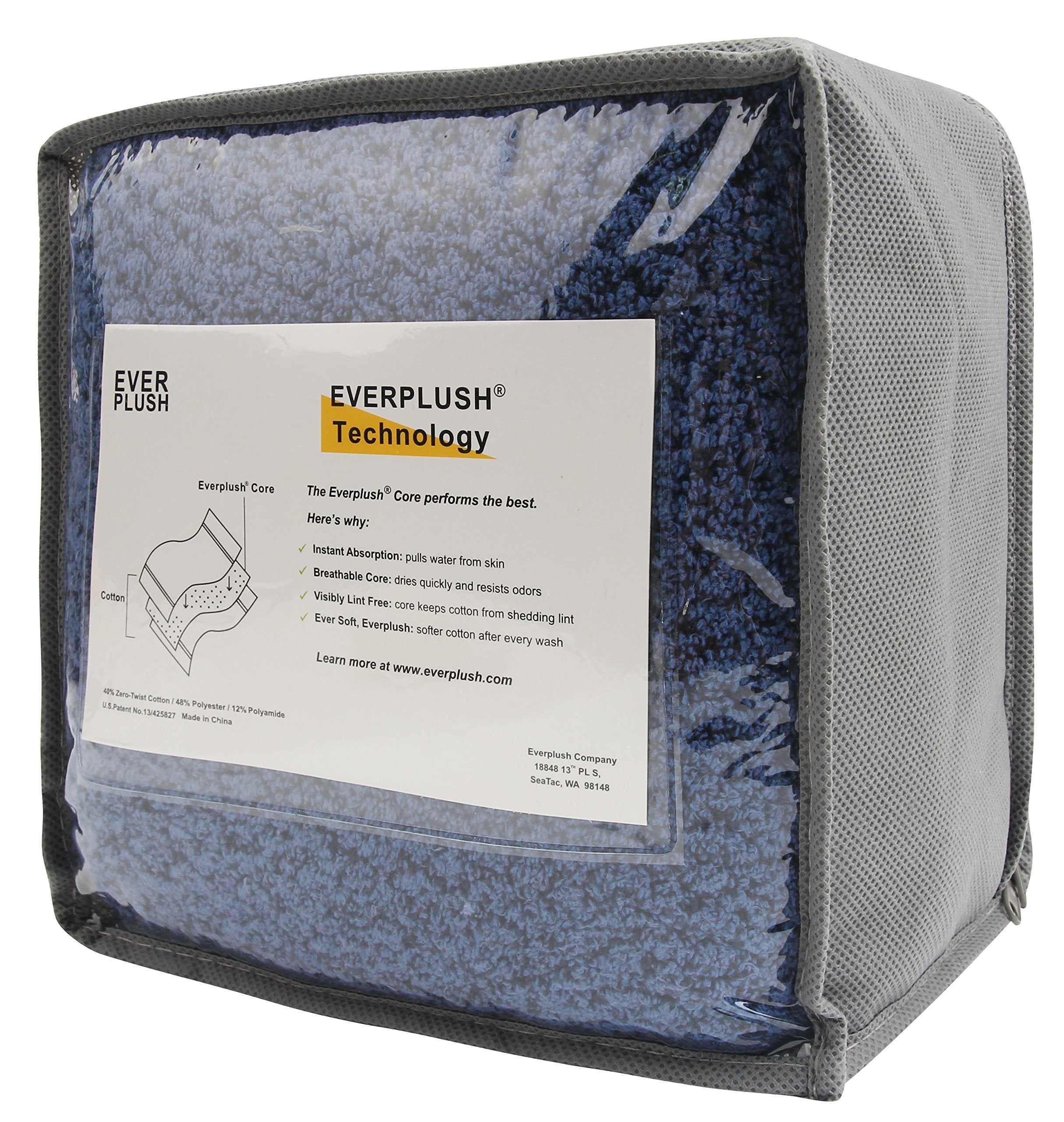 Everplush Hand Towels Set  4 x (16 x 30 in)  Navy Blue  4 Count
