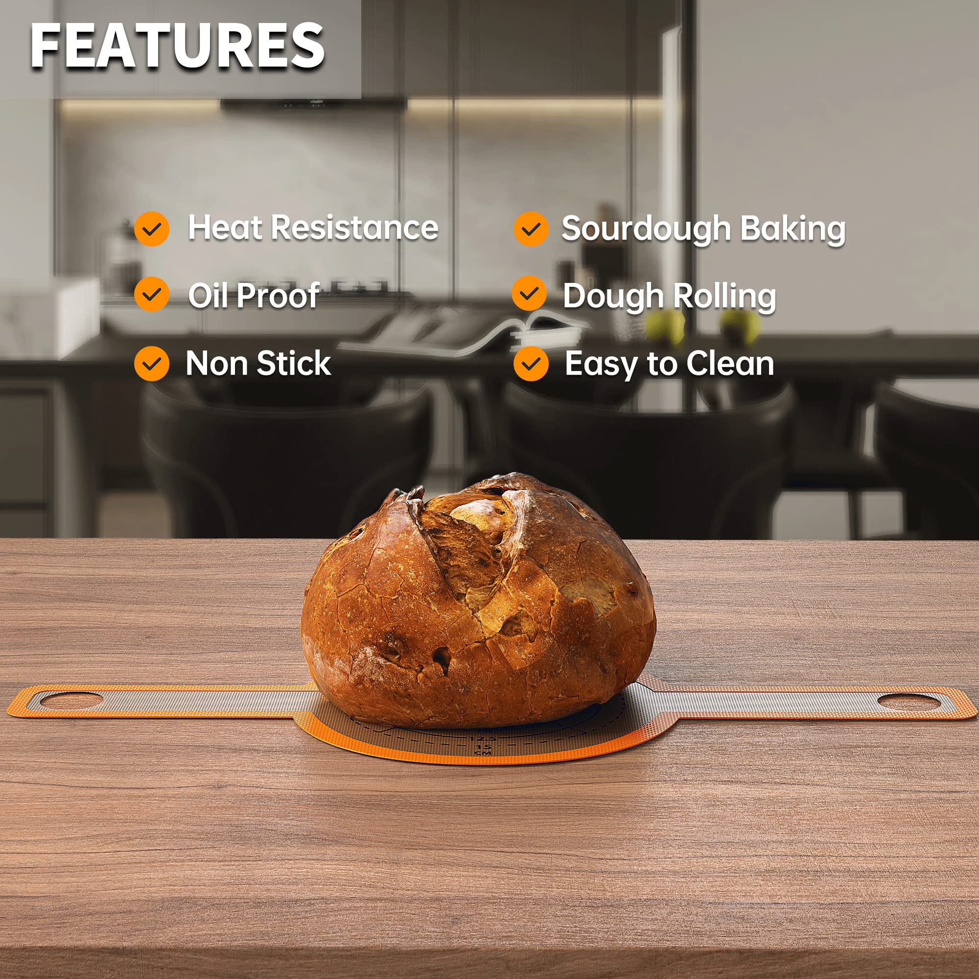 GUY.DRE.MAT Silicone Baking Mat for Sourdough - 20.8" x 8.3", Green & Orange, Model S070-05, Includes 2 Pieces with Storage