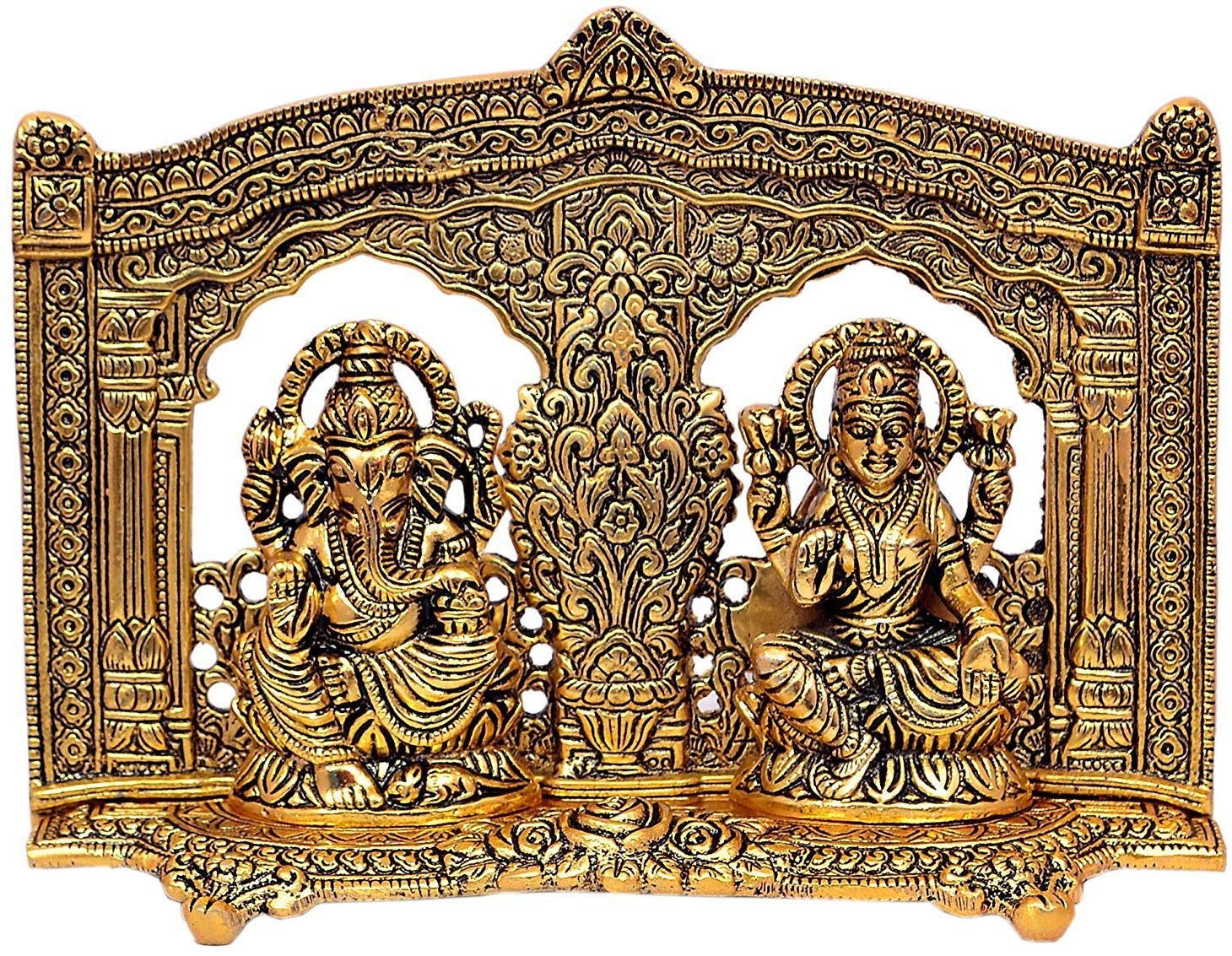 Kridaykraft Metal Laxmi Ganesh Idol Showpiece - Metal Lakshmi Ganesh Statue Diwali Home Decoration Items Lakshmi Ganesh For Diwa