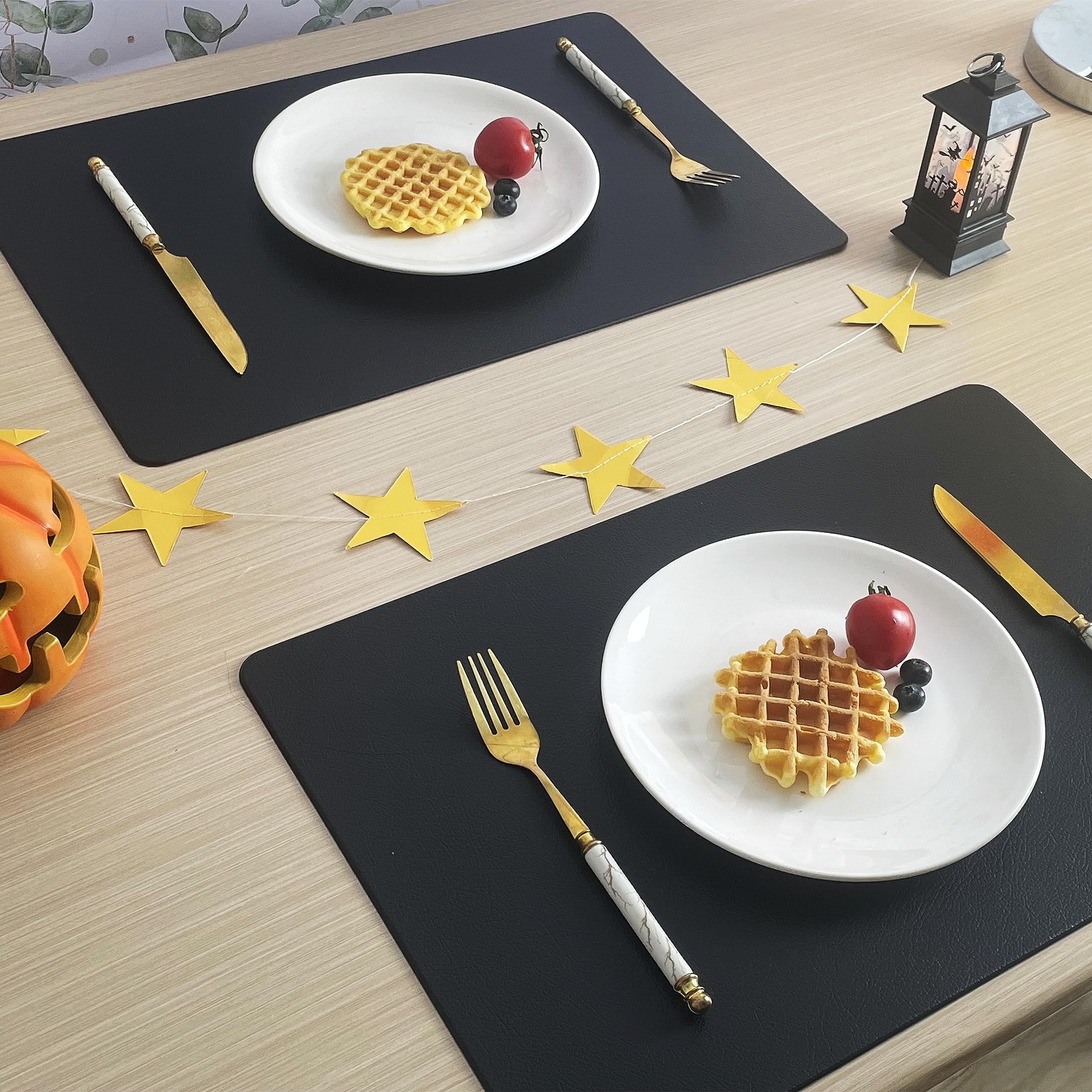 Faux Leather Placemats Heloho Navy Blue Table Place Mats Set Of 6 Waterproof Oilproof Heat Stain Resistant Placemats Washable Wi