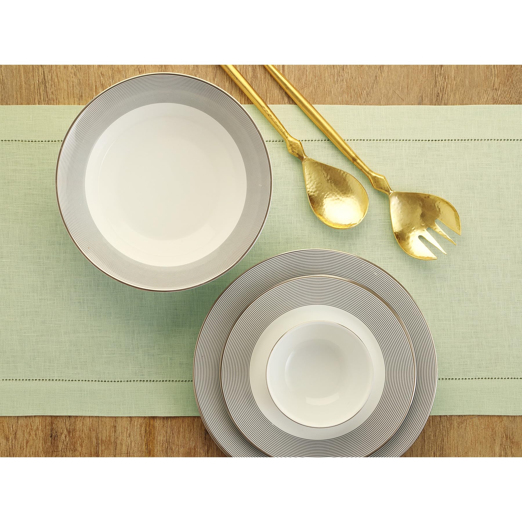 Solino Home Sage Green Linen Table Runner 36 Inch - 100% Pure Linen Classic Hemstitch Table Runner 14 X 36 Inch - Machine Washab