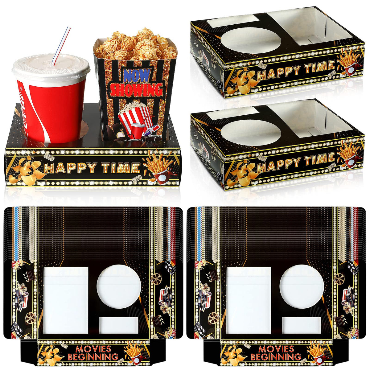 Faccito 36 Pcs Movie Night Snack Trays Movie Theater Snack Boxes Movie Night Supply Disposable Paper Snack Holder Movie Tray For