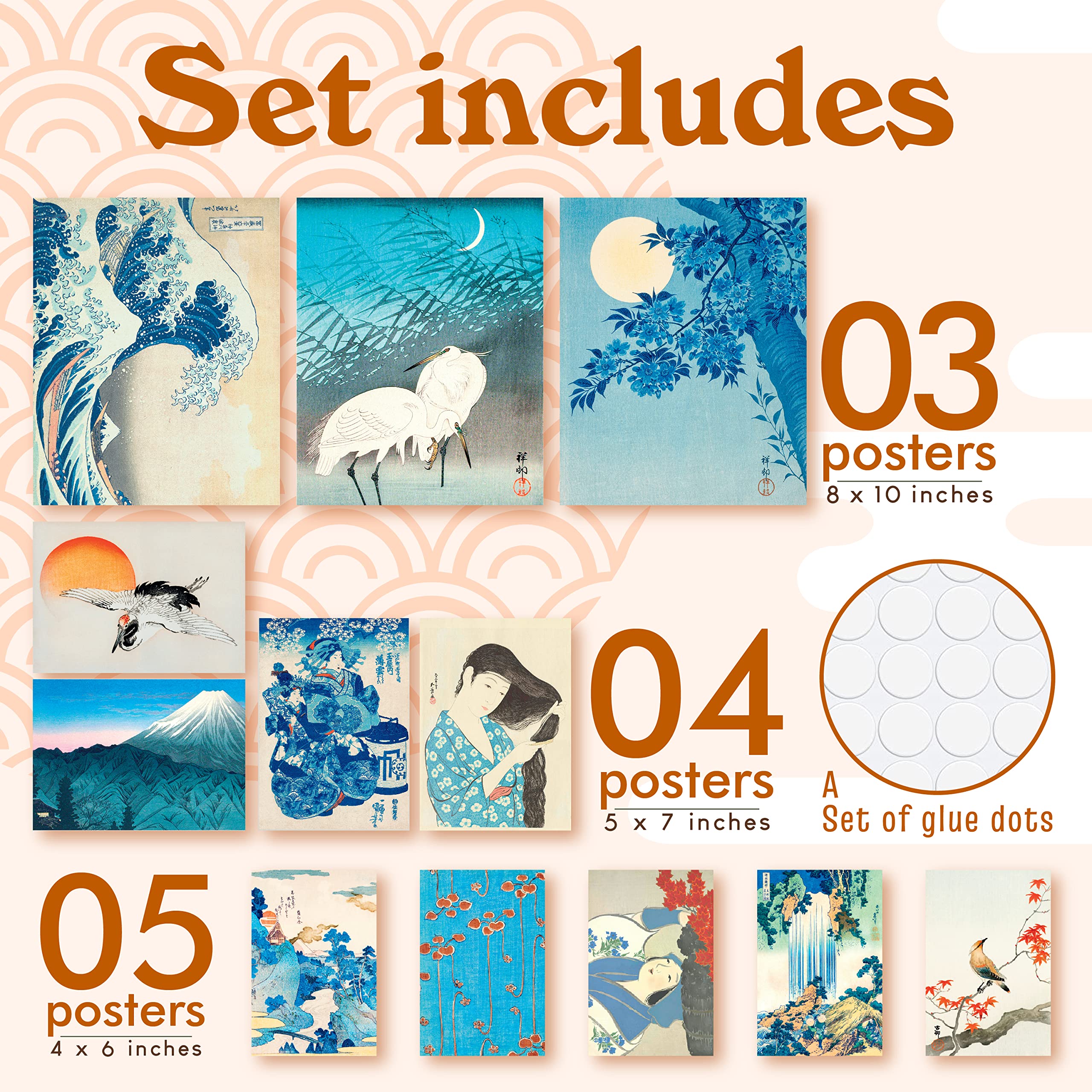 97 Decor Japanese Decor for Bedroom - Vintage Japanese Poster  Japanese Wall Art Prints  Asian Art Wall Decor  The Great Wave Off Kanagawa Pictures Hokusai Paintings for Home Decorations (UNFRAMED)