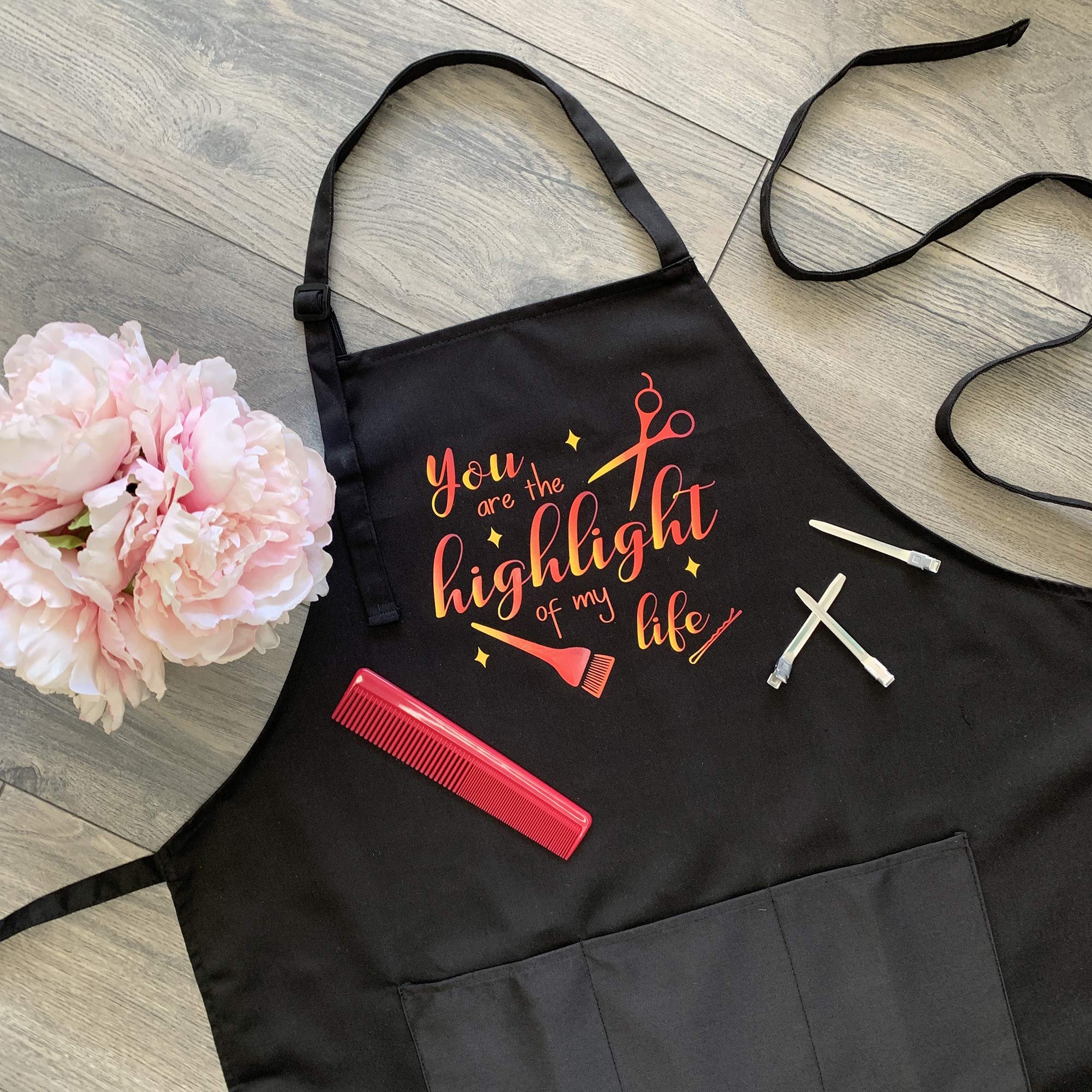 Plum Hill You Are The Highlight Of My Life Hair Stylist Apron For Salon Or Home Hair Cutting (Sunset)