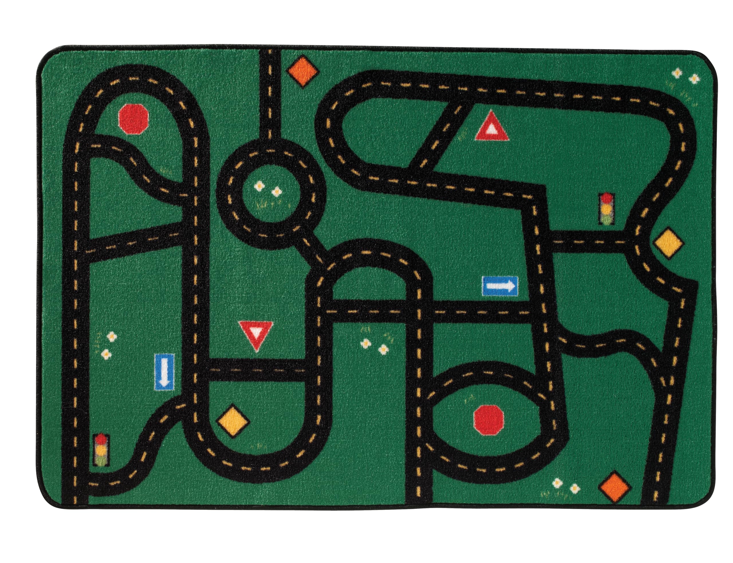 Carpets for Kids KID$Value 48.22 Go-Go Driving Play Rug 4ft x 6ft Rectangle Green