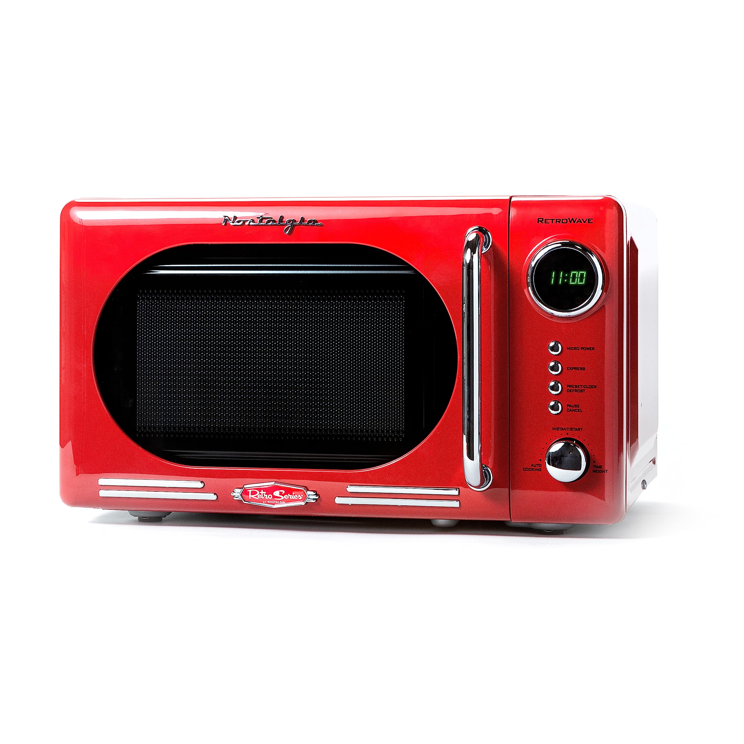 Nostalgia Retro Compact Countertop Microwave Oven - 0.7 Cu. Ft. - 700-Watts with LED Digital Display - Child Lock - Easy Clean I
