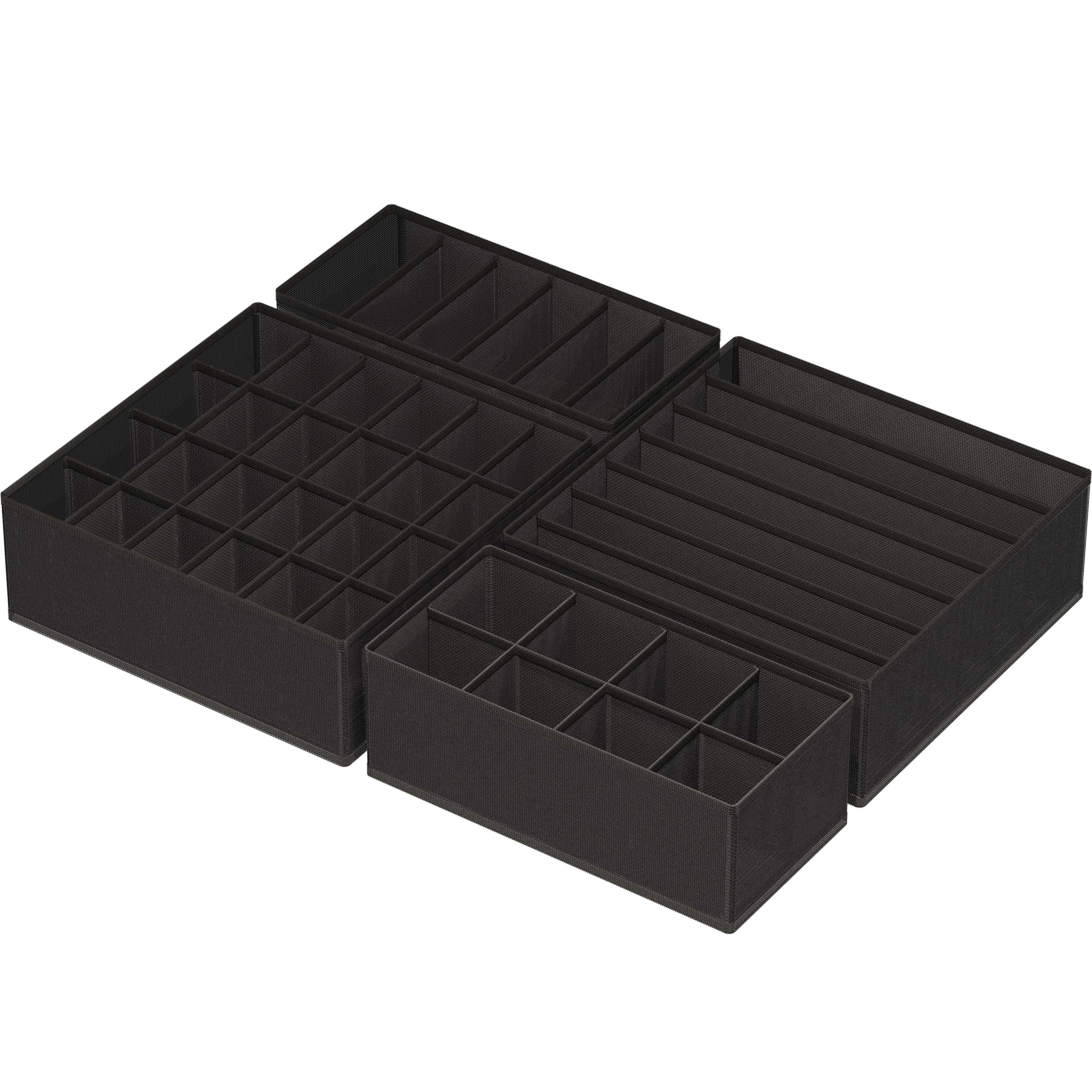 Simple Houseware Closet Underwear Organizer Drawer Divider 4 Set, Black
