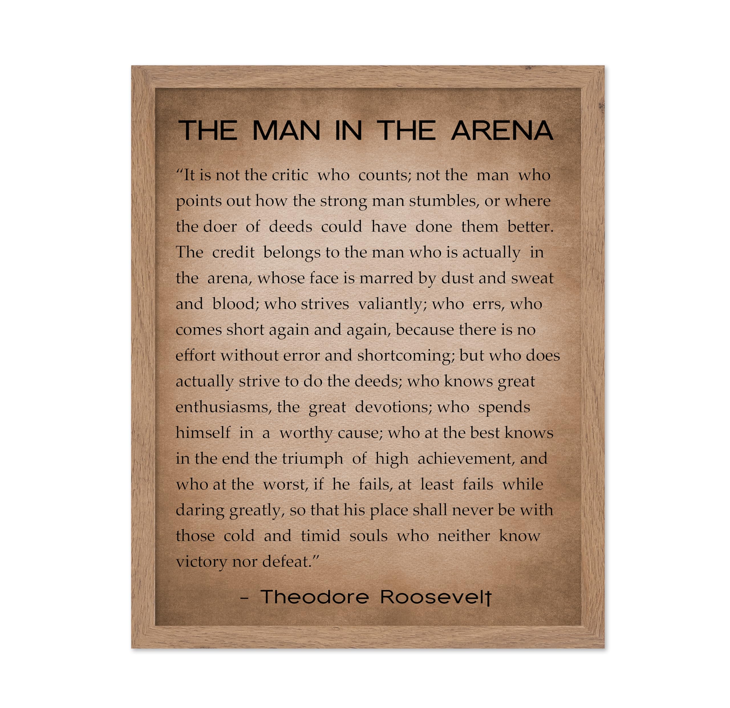 Poster Master Theodore Roosevelt Poster - Man in the Arena Print - Motivational Quote Art - Graduation Gift for Him, Her, Studen