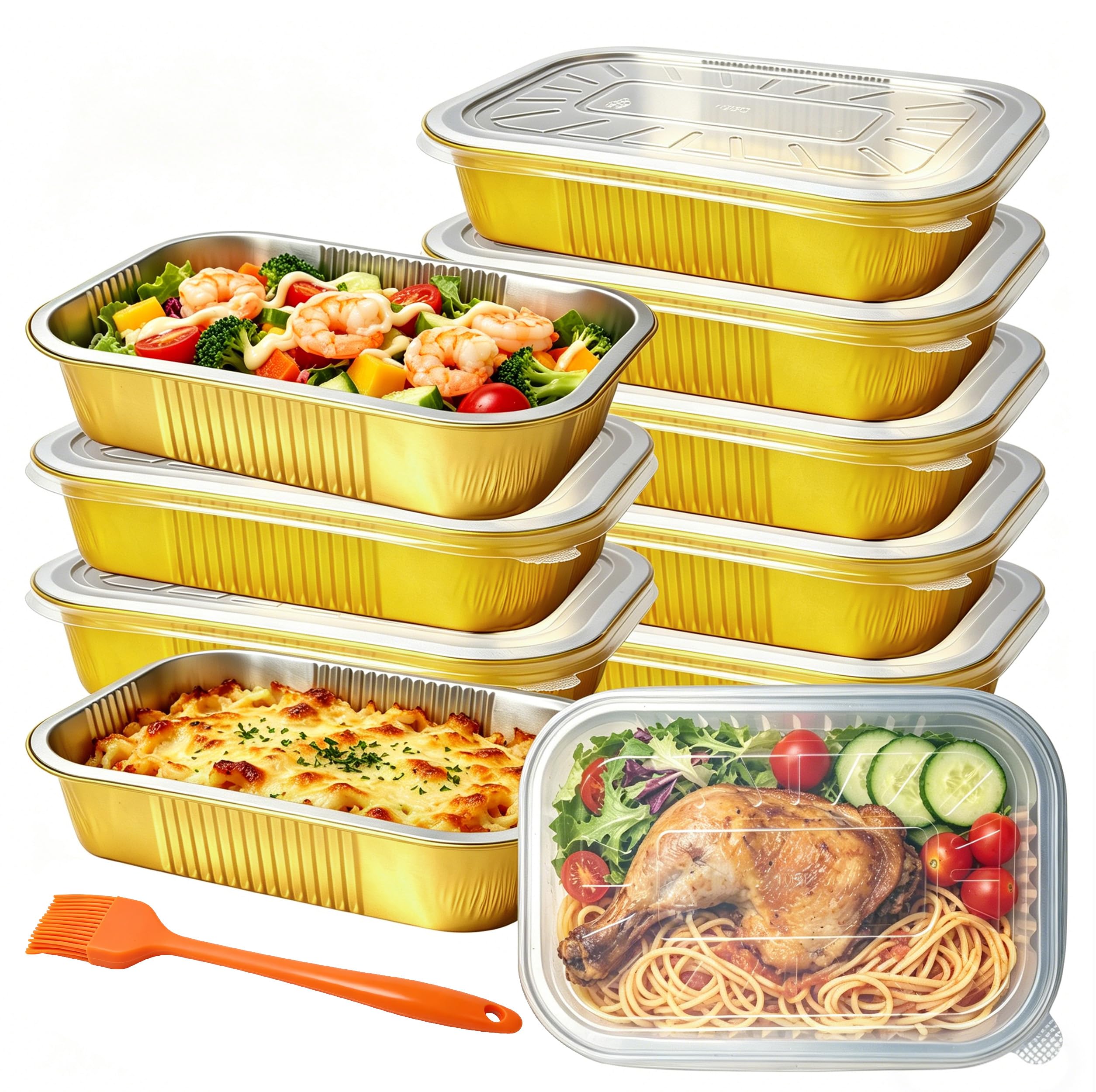 NPLUX 61oz Aluminum Baking Pans with Lids,8.3x6.2in,Oven&Freezer Safe