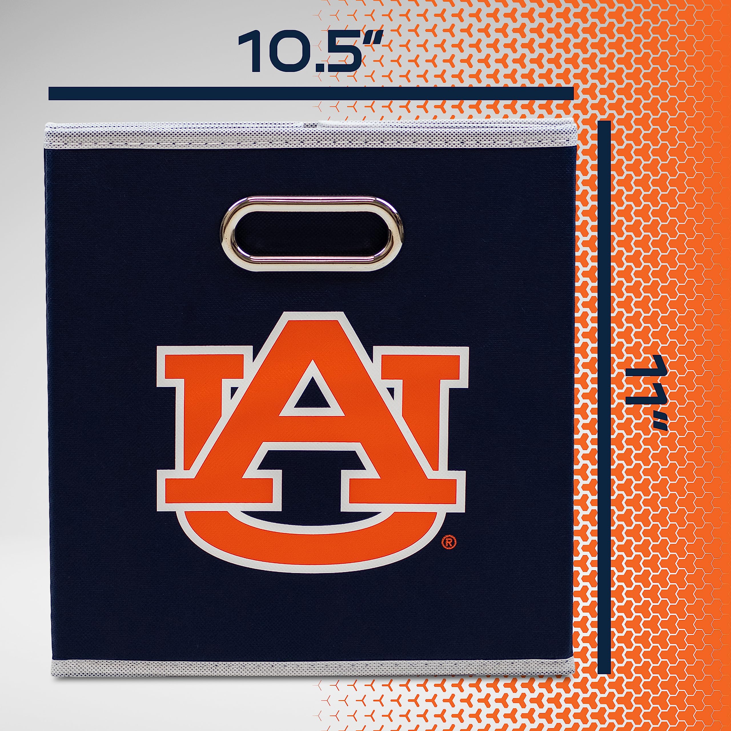 Franklin Sports Ncaa Auburn Tigers Collapsible Storage Bin - Made To Fit Storage Bin Shelf Organizers - 10.5'' X 10.5''