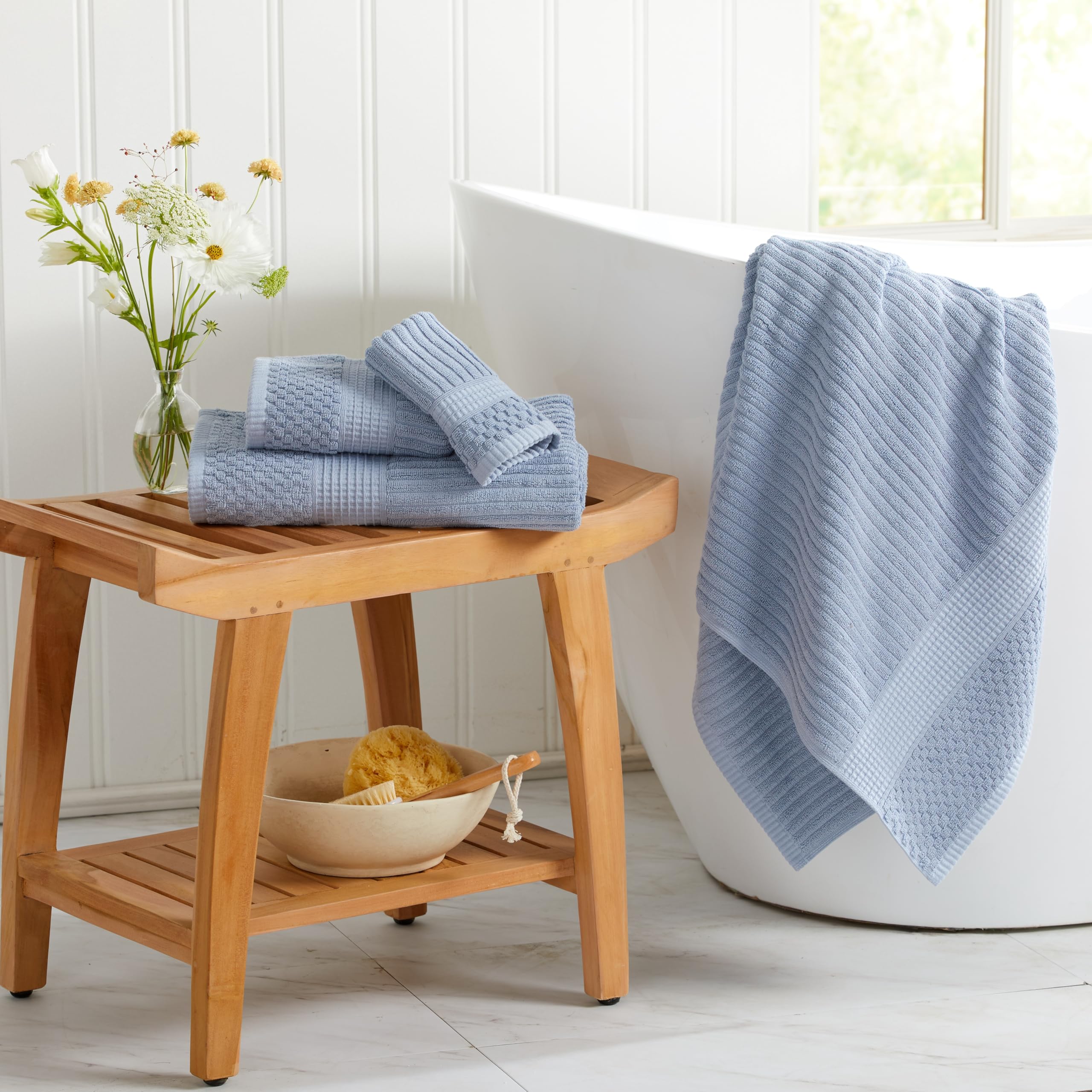 Springtree Home 100% Cotton Towel Set 6 Piece Set | Super Soft & Absorbent Quick-Dry 2 Bath Towels 2 Hand Towels & 2 Washcloths