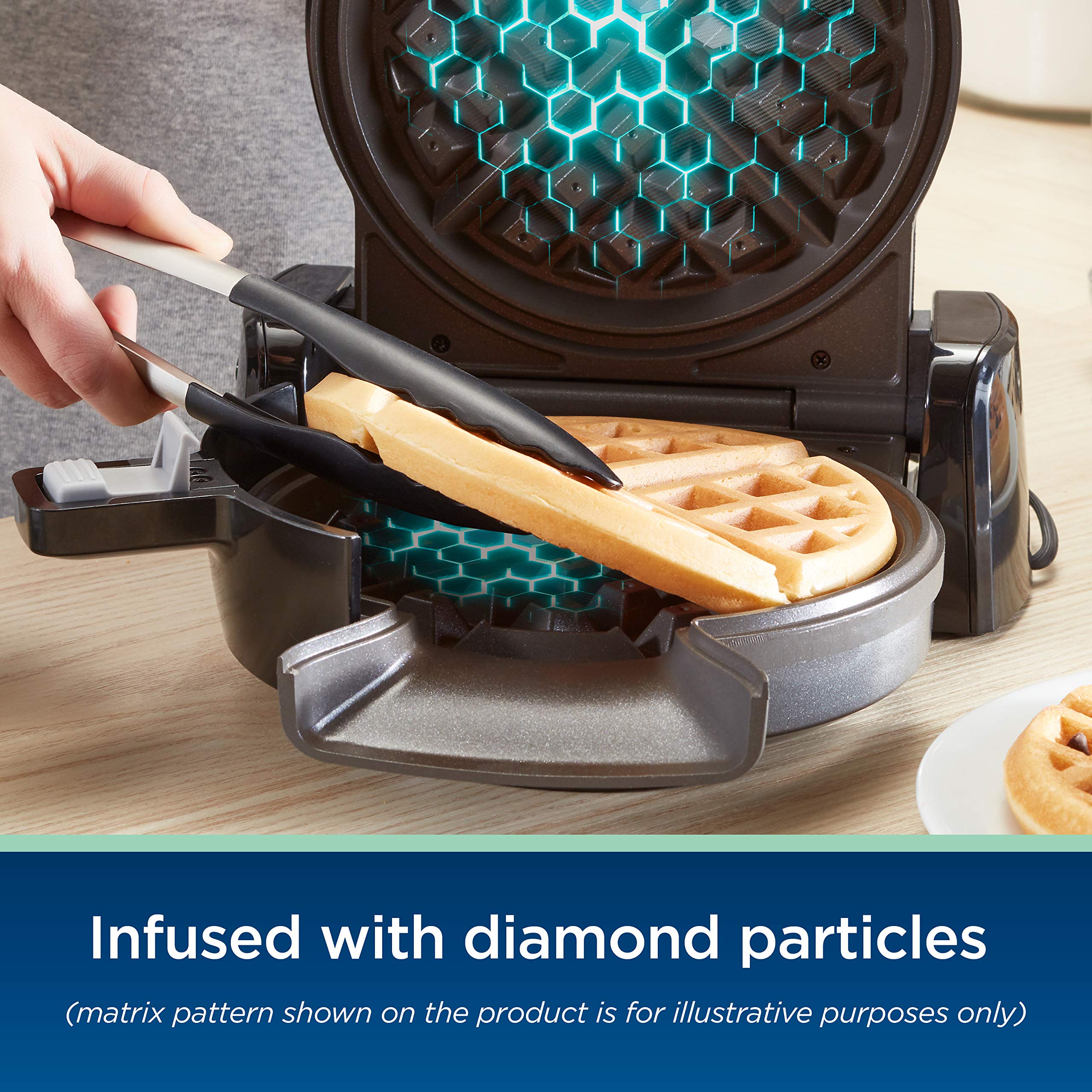 Oster 2110002 Diamondforce Vertical Waffle Maker, One Size, Dark Metallic
