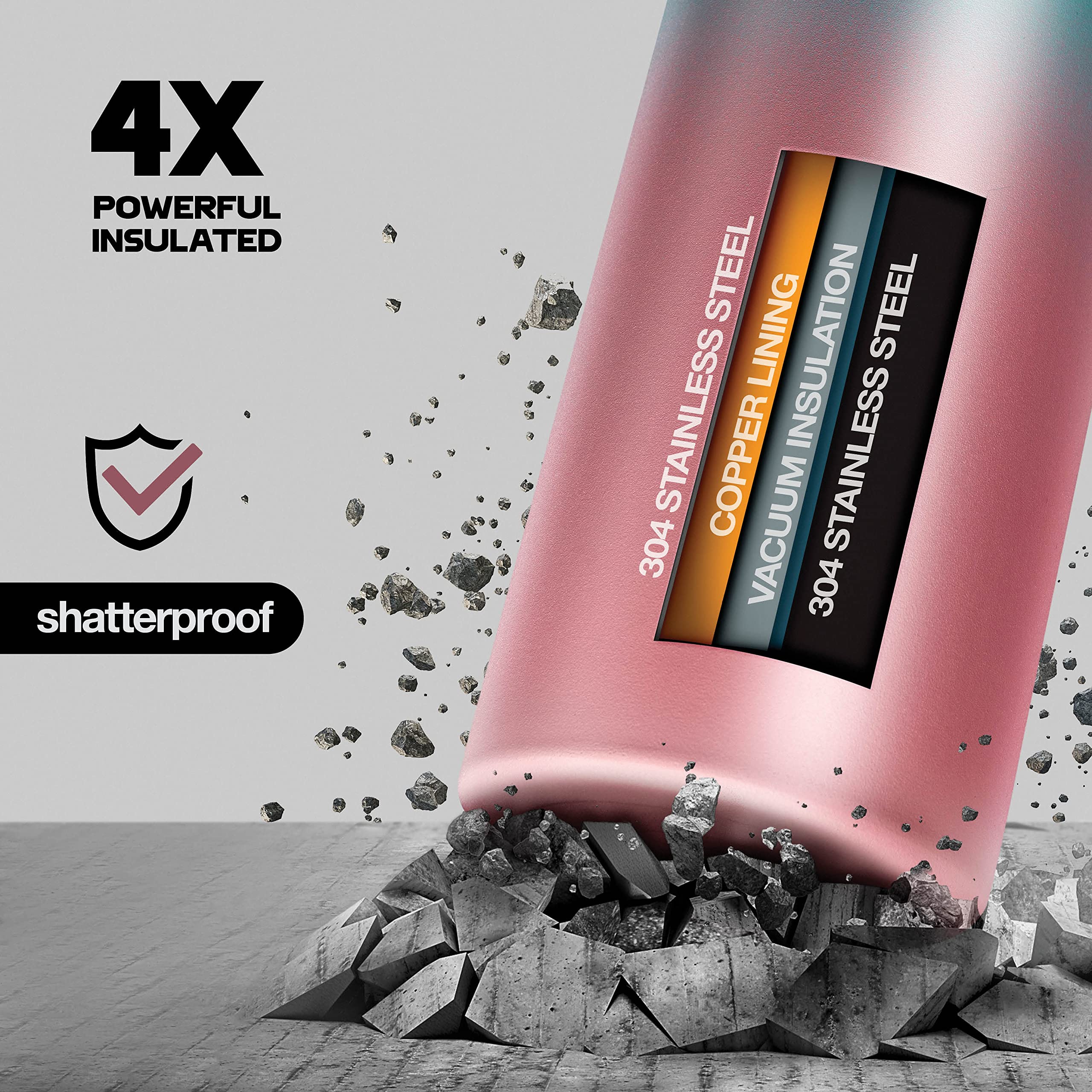 Brewberry Stainless Steel Sports Bottle and Travel Mug for Hot and Cold Beverages  Wide Mouth  Double Wall Insulated Hydration Sports Water Bottle for Hiking  Biking  and Activities  22 oz BPA Free