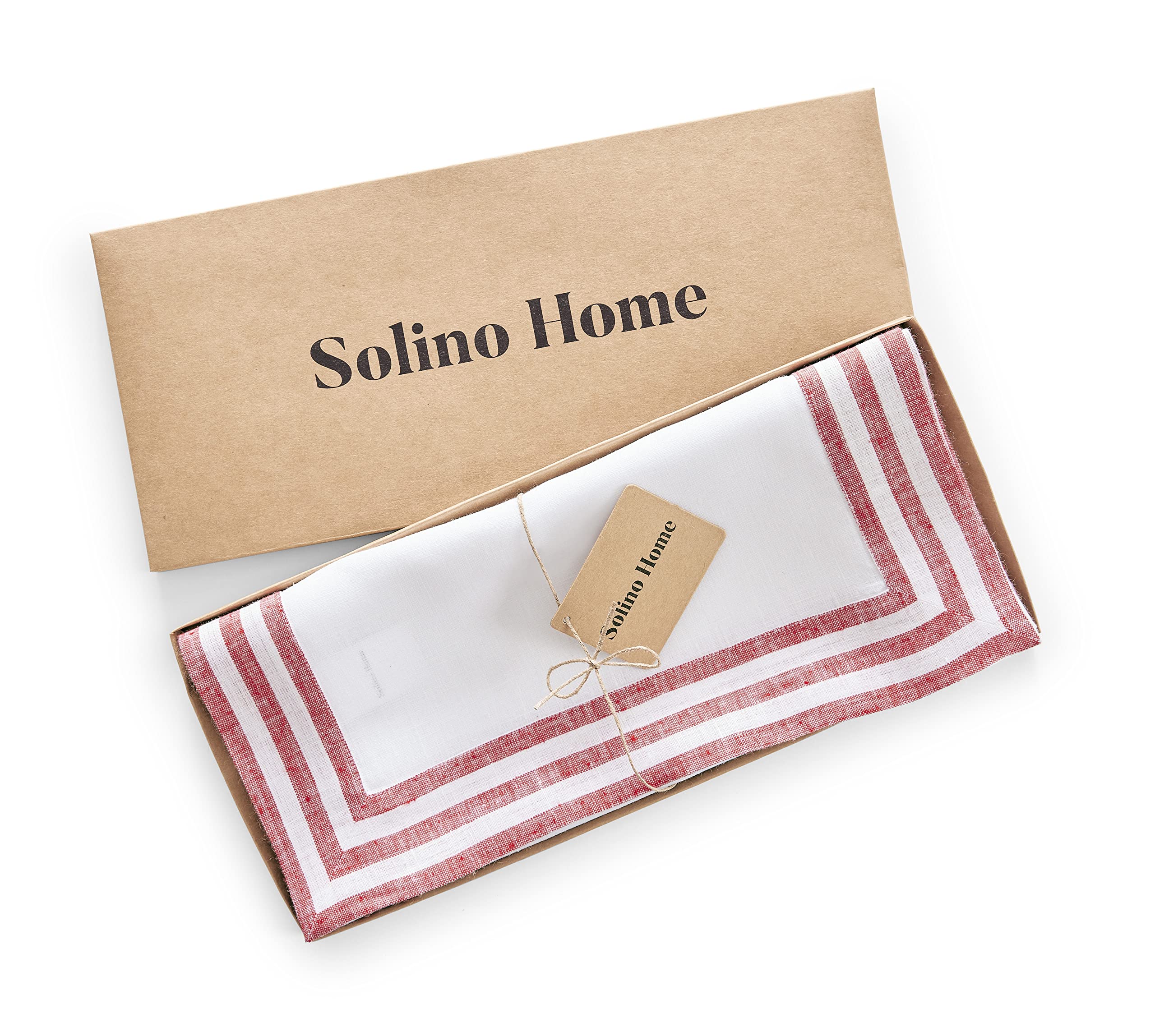 Solino Home Linen Table Runner 72 Inches Long - Mila, 100% Pure Linen Red Table Runner 14 X 72 Inch Ideal For Wedding, Parties,