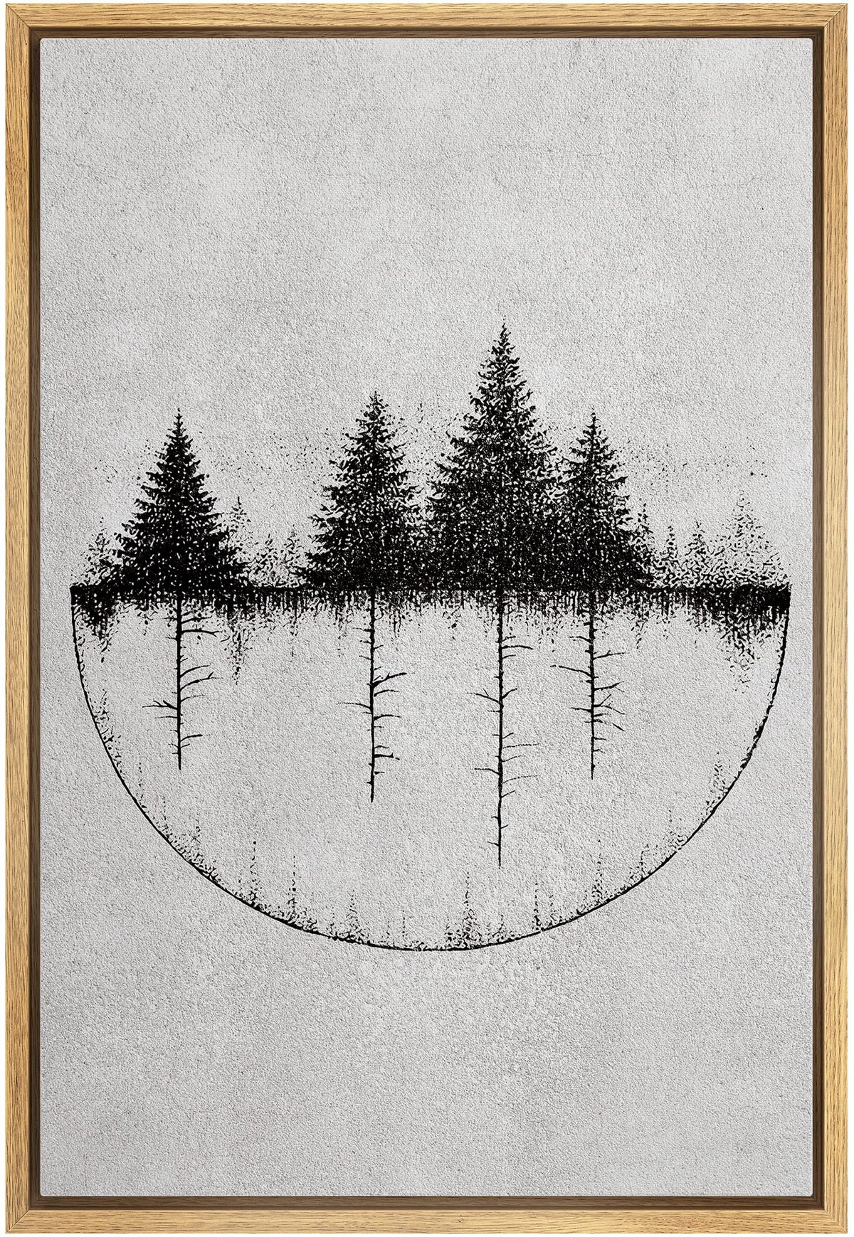 NWT Framed Canvas Print Wall Art Sketch Style Inverted Forest Trees Na ...