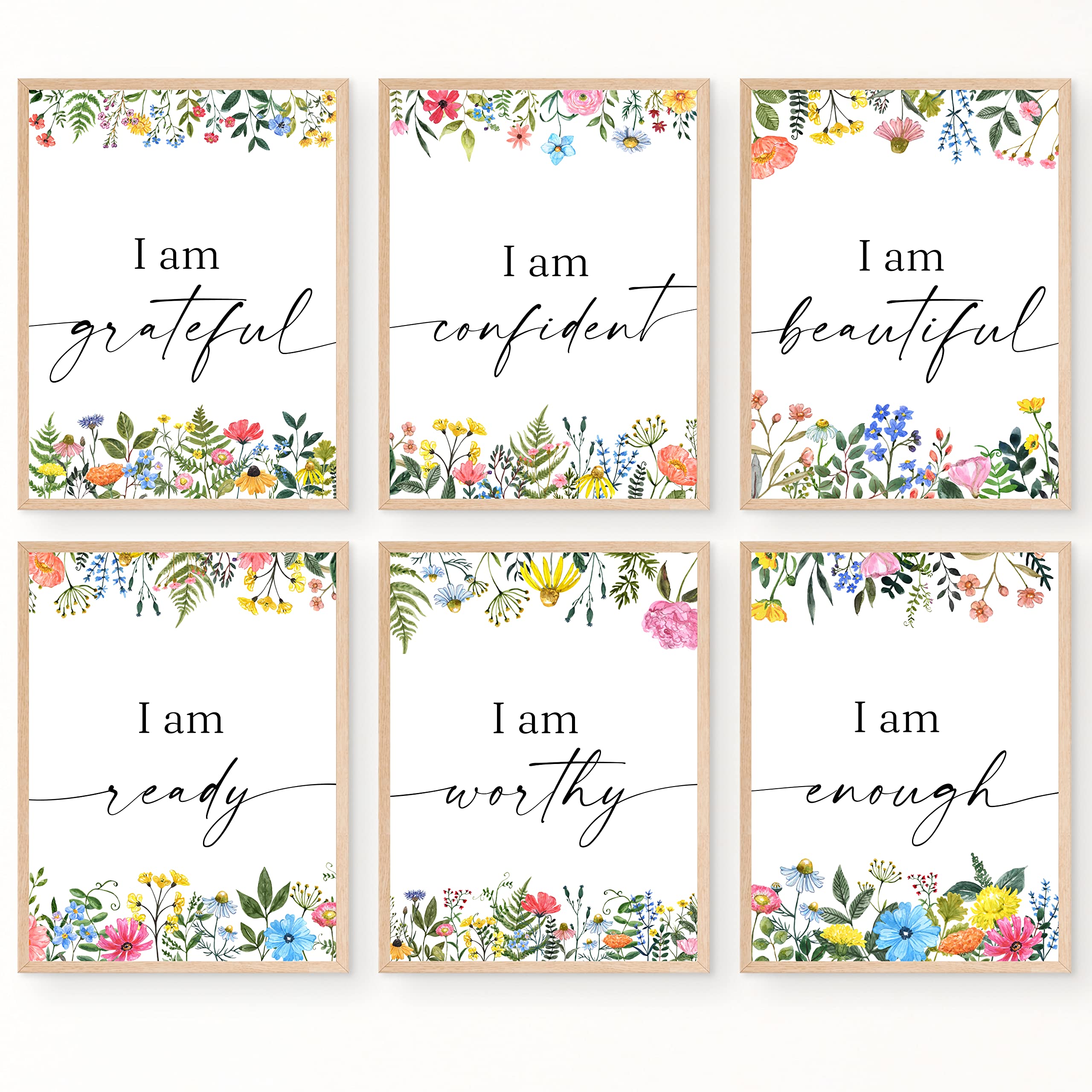 Juju'S Vibes Positive Affirmations Wall Art, Set Of 6 8X10 Posters, Inspirational Poster Prints For Women, Teen Girls, Room, Bed