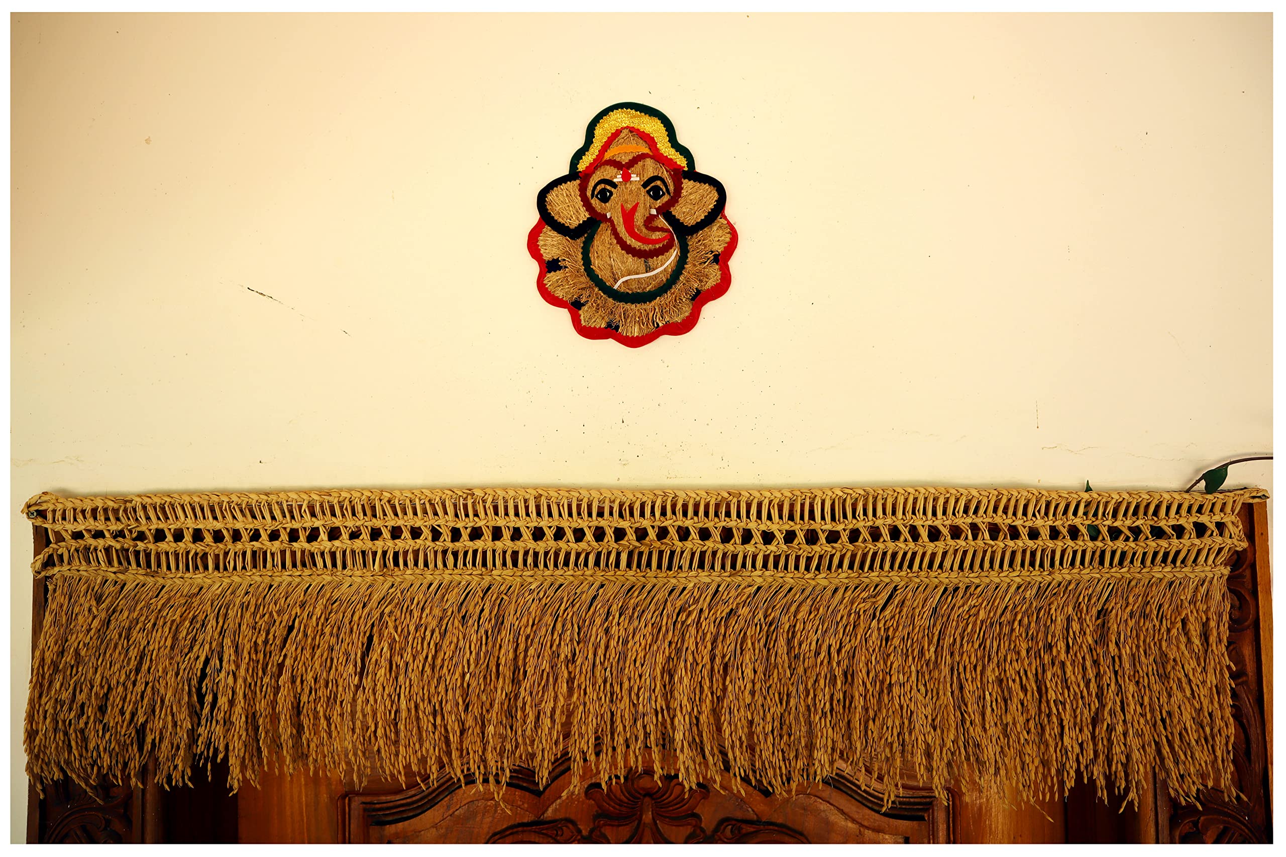 Usira Vetiver Small Flower Lord Ganesha Ji Statue, Ganpati Wall Hanging From Lavancha Root Sculpture Lord Ganesh Idol Lucky Feng