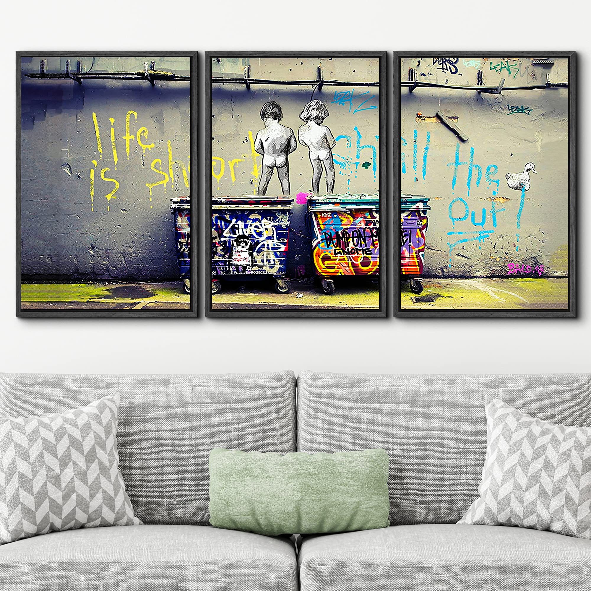 Signwin Framed Canvas Print Wall Art Life Is Short Graffiti & Street Art Pop Culture Patterns Illustrations Modern Art Alternati