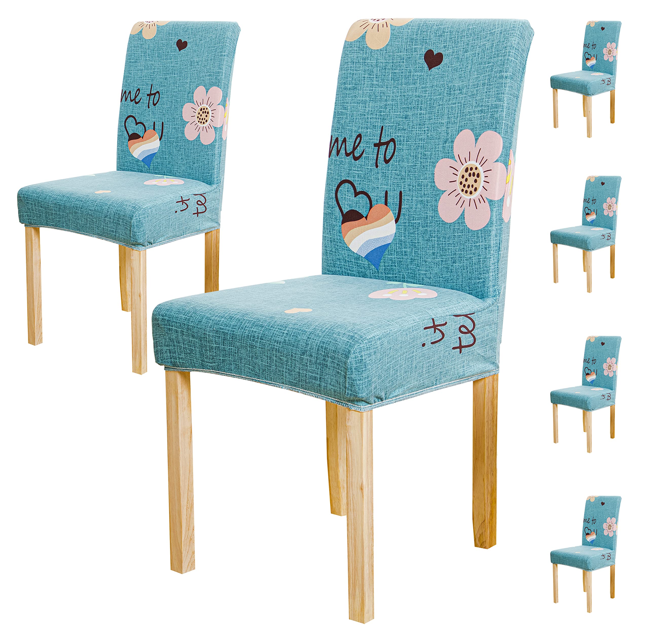 House Of Quirk Polyester Elastic Chair Cover Stretch Removable Washable Short Dining Chair Cover Protector Seat Slipcover (Pack 